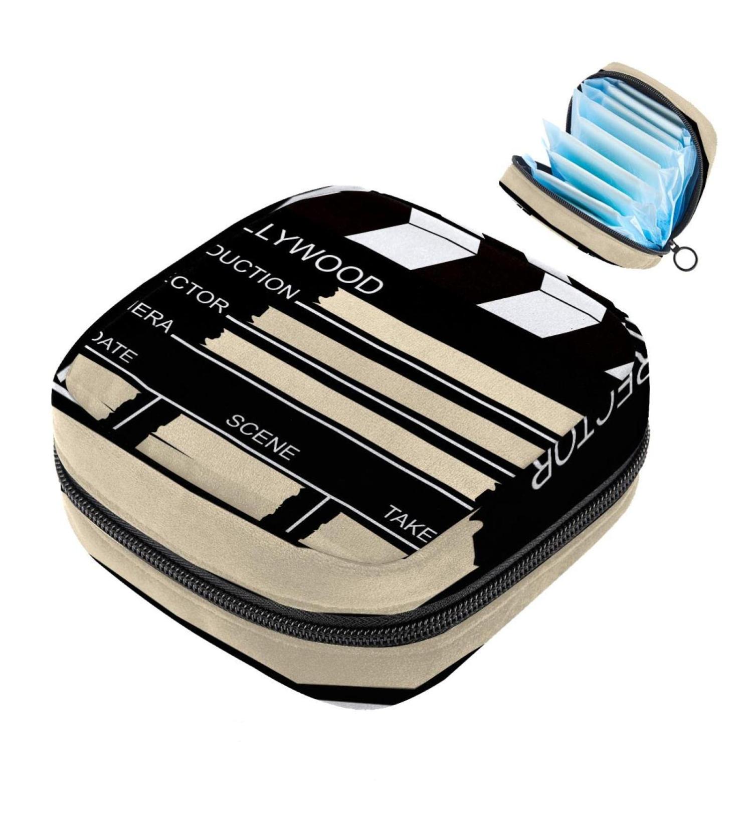 Retro Black Film Folding Board - Portable Menstrual Bag & Tie Storage for Teens & Women - Buy Online on GoSupps.com