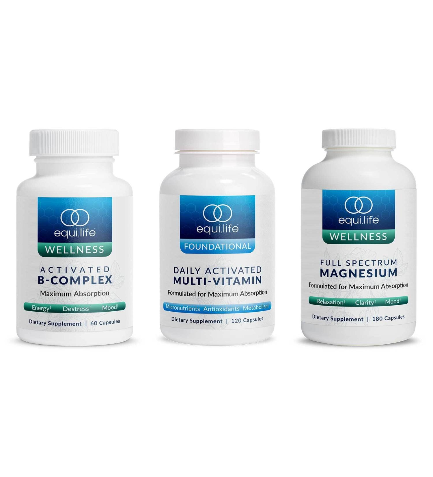 Equilife - Activated B Complex (60 ct.) Full Spectrum Magnesium (180 ct.) Daily Activated Multi-Vitamin (30 Servings) - Buy Online on GoSupps.com