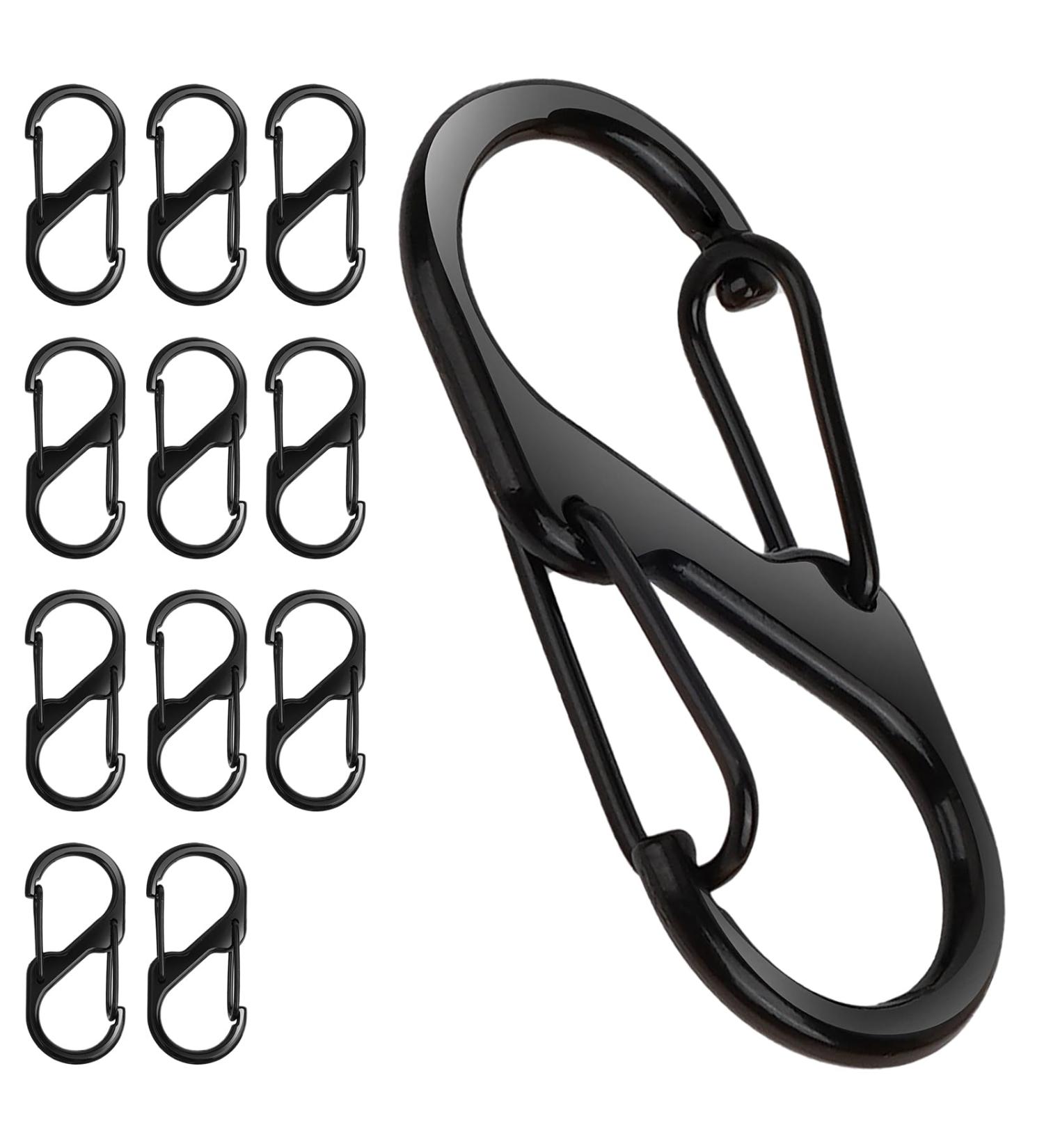 Buy Lawn 12-Piece Mini Carabiner Set - Small Hooks for Camping Hiking Travel & Keychains (Black) | International Shipping Available - Buy Online on GoSupps.com