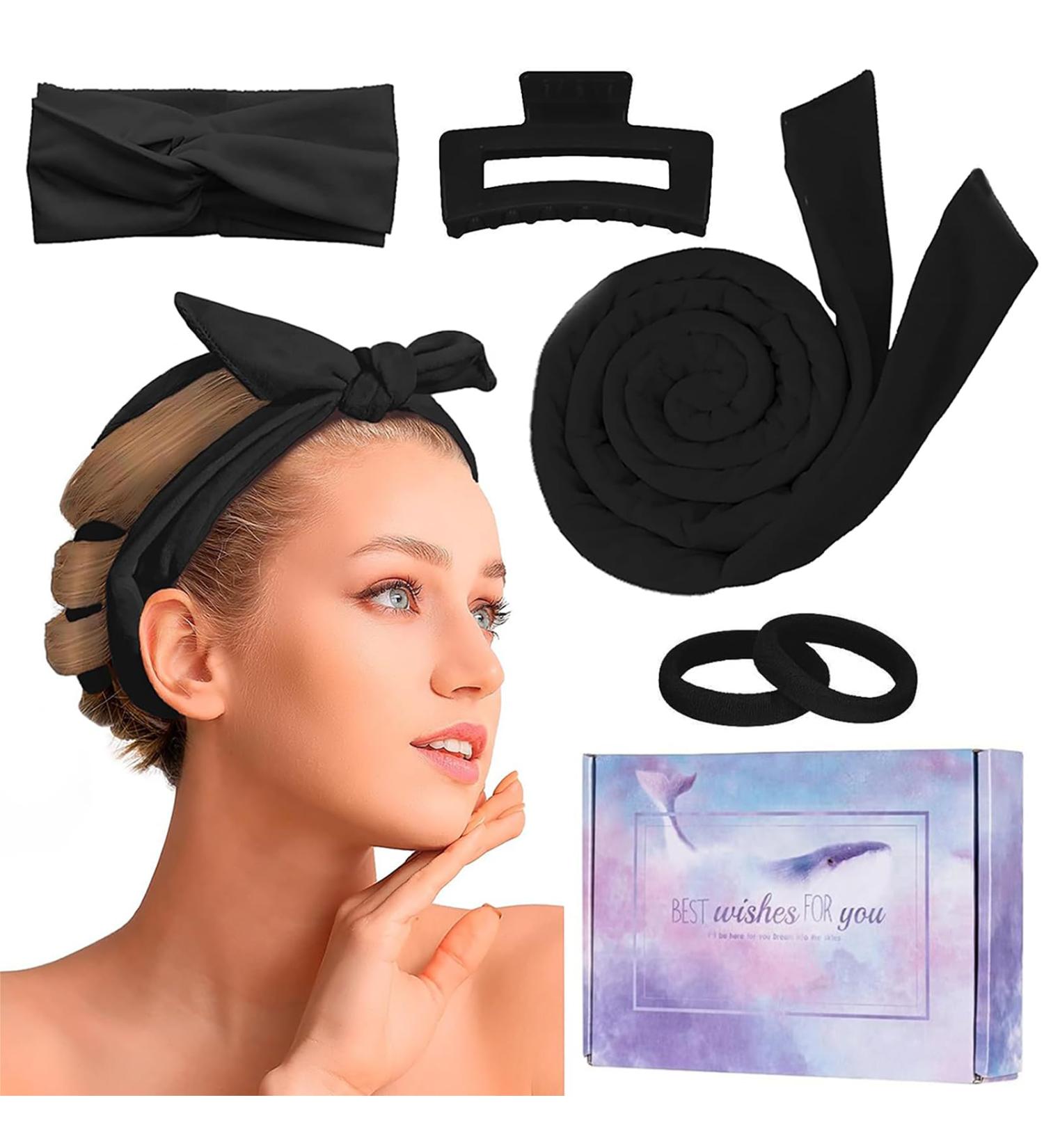 63 Extra Long Heatless Curlers Headband for Overnight Waves - Black - Buy Online on GoSupps.com