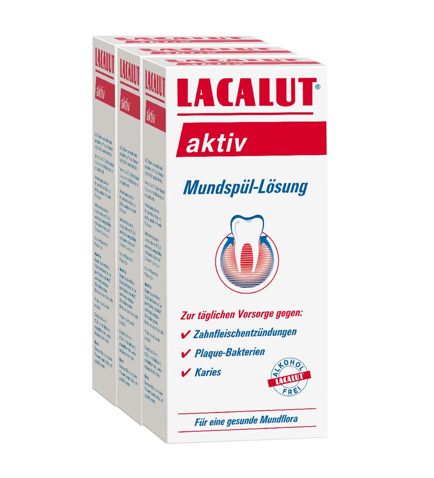 Lacalut Active Mouthwash 300ml - Daily Protection Against Gum Infections Plaque & Caries | Pack of 3 - Buy Online on GoSupps.com