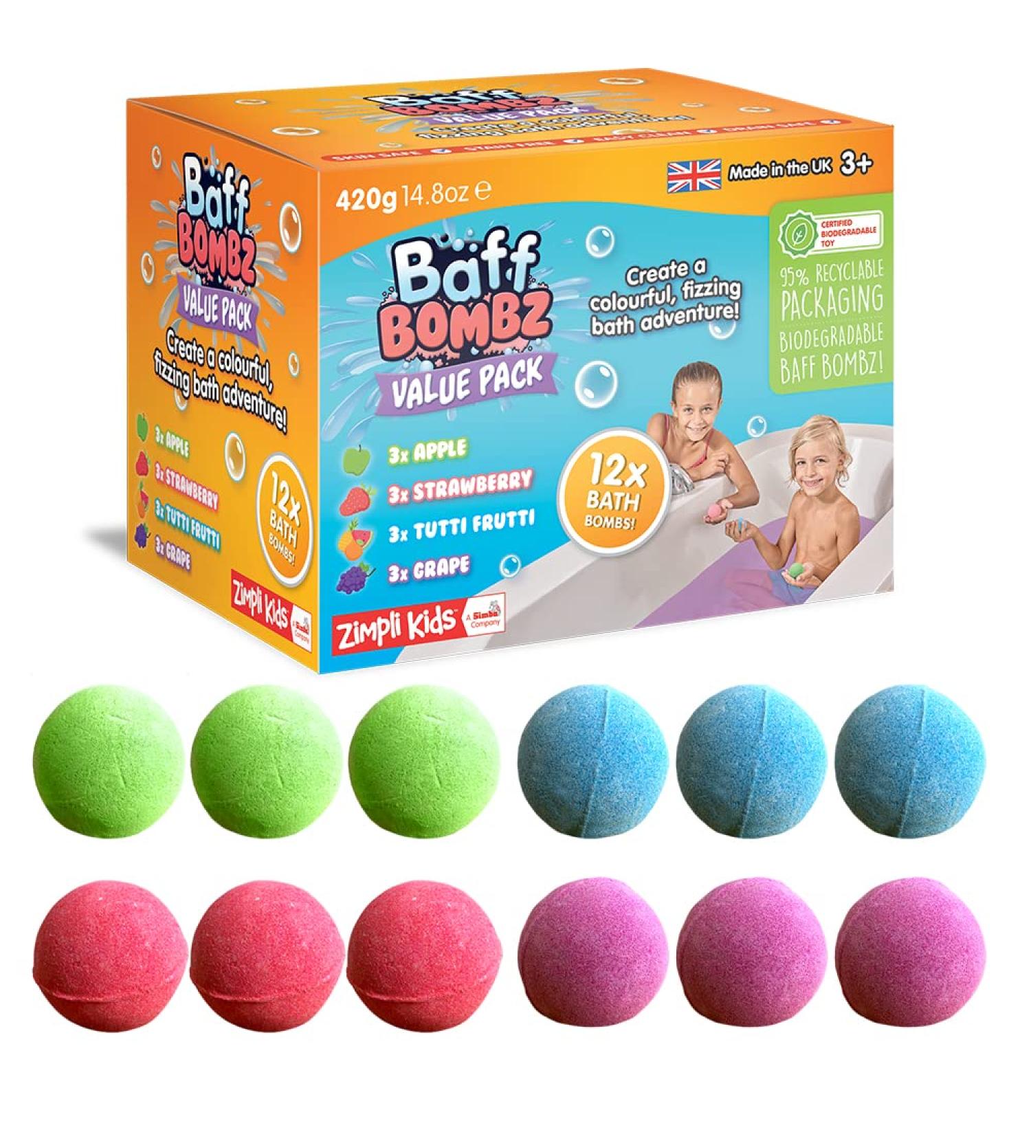 Zimpli Kids Bath Bombs - Children's Baff Fizzers Gift Set | Gentle, Skin Safe, Biodegradable - Buy Online on GoSupps.com