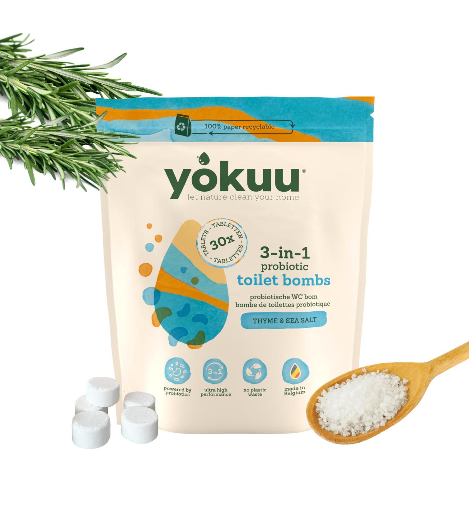 YOKUU Eco Friendly Toilet Cleaner | 30 Tablets Limescale Remover | Thyme & Sea Salt Scent | Plant-Based | Non Toxic & No Harsh Chemicals - Buy Online on GoSupps.com