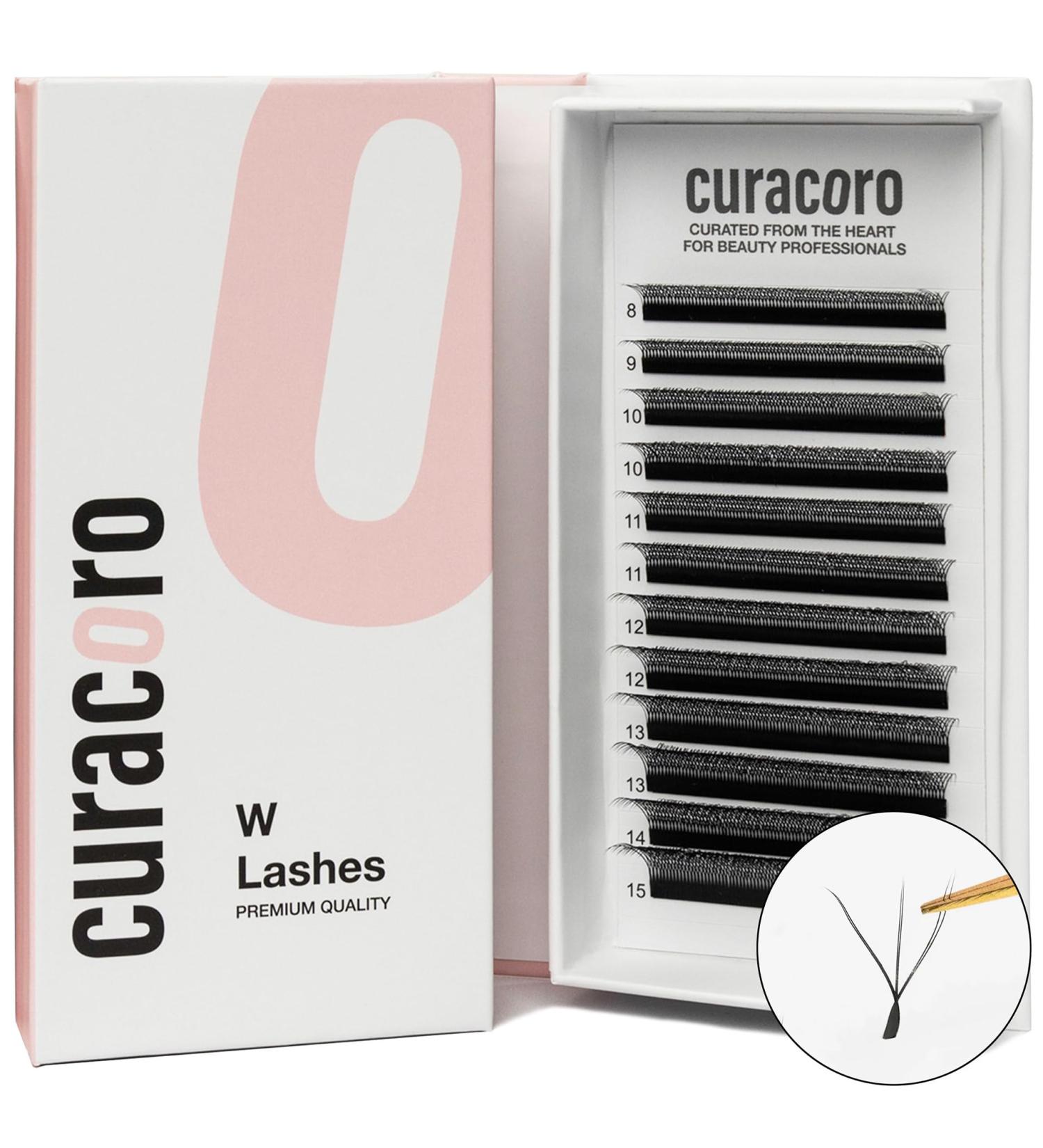 Curacoro W Eyelash Extensions - 3D Handmade Volume CCC Curl 0.05-0.07mm Thickness 9-15mm Mixed Tray Fluffy & Long Lasting Easy Application - Buy Online on GoSupps.com