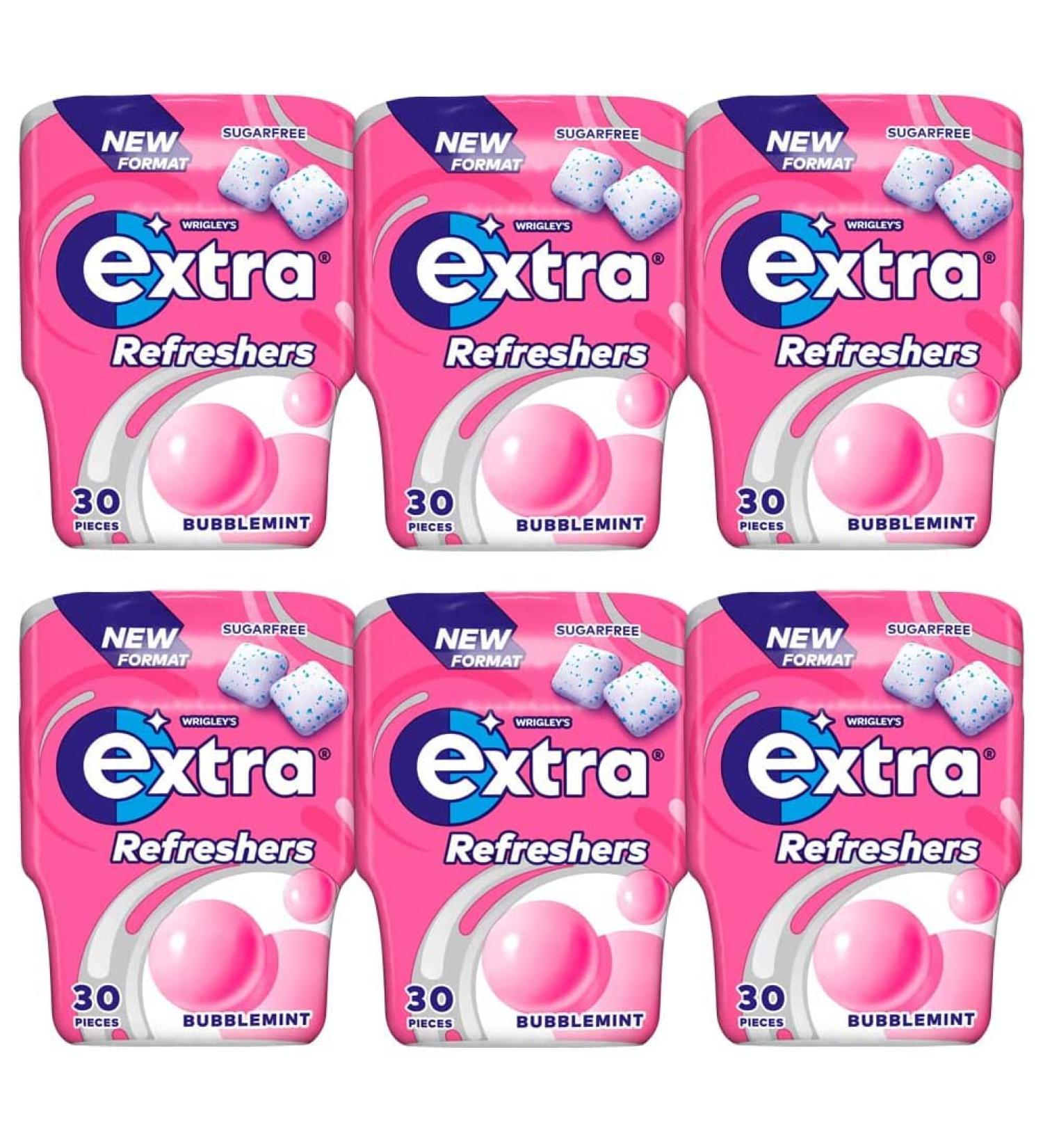 Extra Chewing gum bubble mint chewing gum Sugar free Chewing gum Bottle 30 pieces X 6 Bottle