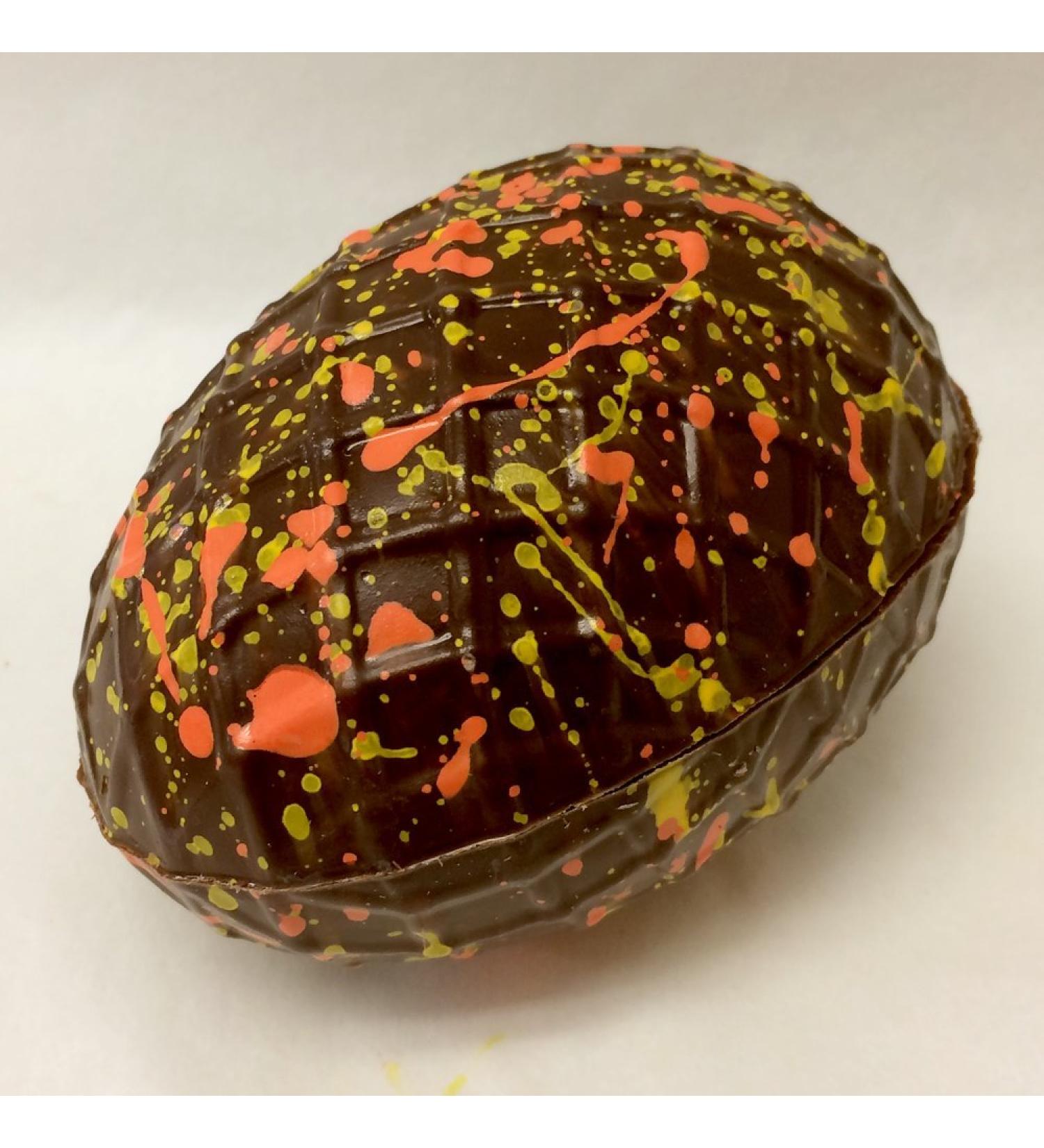 Elegant Easter Egg Premium Hand-Painted Swiss 58% Dark Chocolate Hollow with Petite Painted Dark Solid Eggs - Buy Online on GoSupps.com