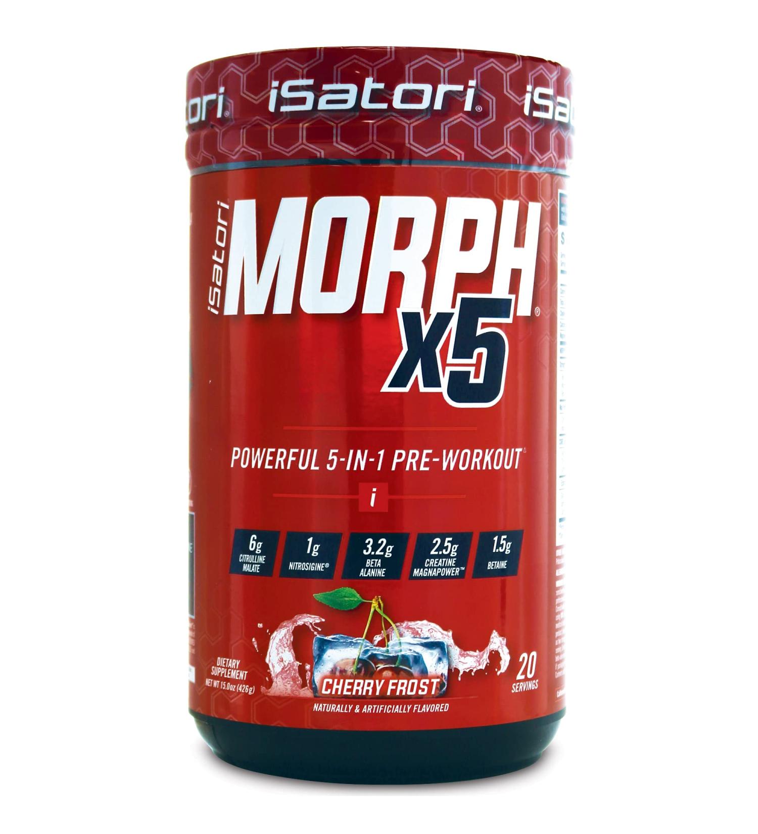 iSatori Morph X5 Intense Pre Workout with Beta Alanine Creatine Magnapower Citrulline Malate- Nitric Oxide Flow & Pump Supplement for Energy Endurance and Strength Cherry Frost (20 Servings) - Buy Online on GoSupps.com