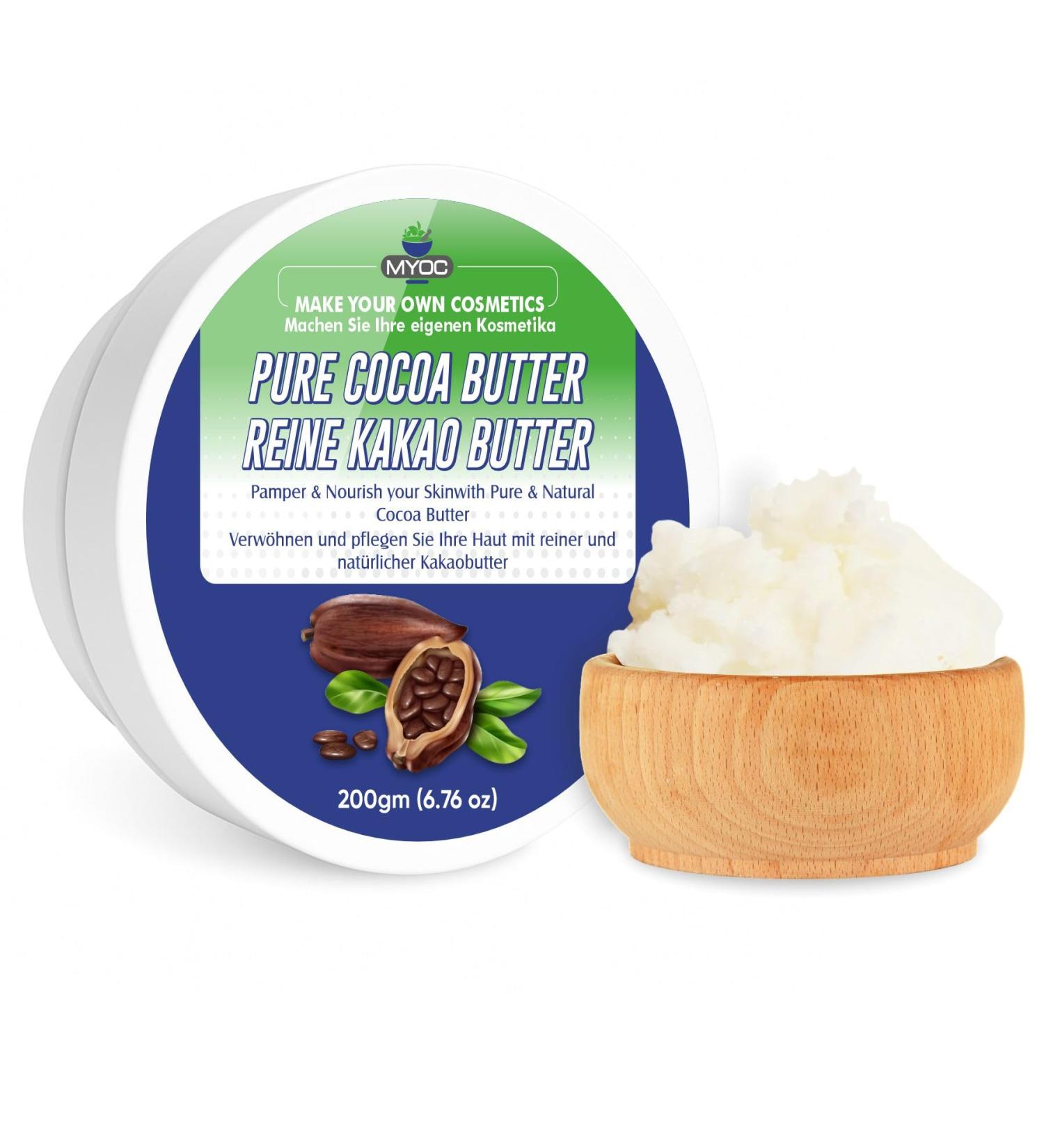Kakaobutter Kosmetikqualit t | Nat rliche Hartbutter f r Hautpflege Haarpflege Lippenbalsam und DIY-Formulierungen | F r Cremes Riegel und K rperbutter 200 g / 7 05 oz - Buy Online on GoSupps.com