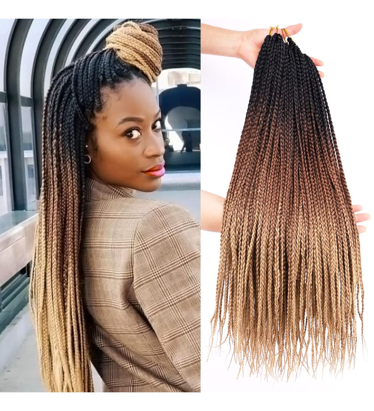6 Packs Pre-looped 24 Inch Ombre Honey Blonde Crochet Box Braids - Medium Size - Kanekalon Senegalese Twist Hair for Black Women - Buy Online on GoSupps.com