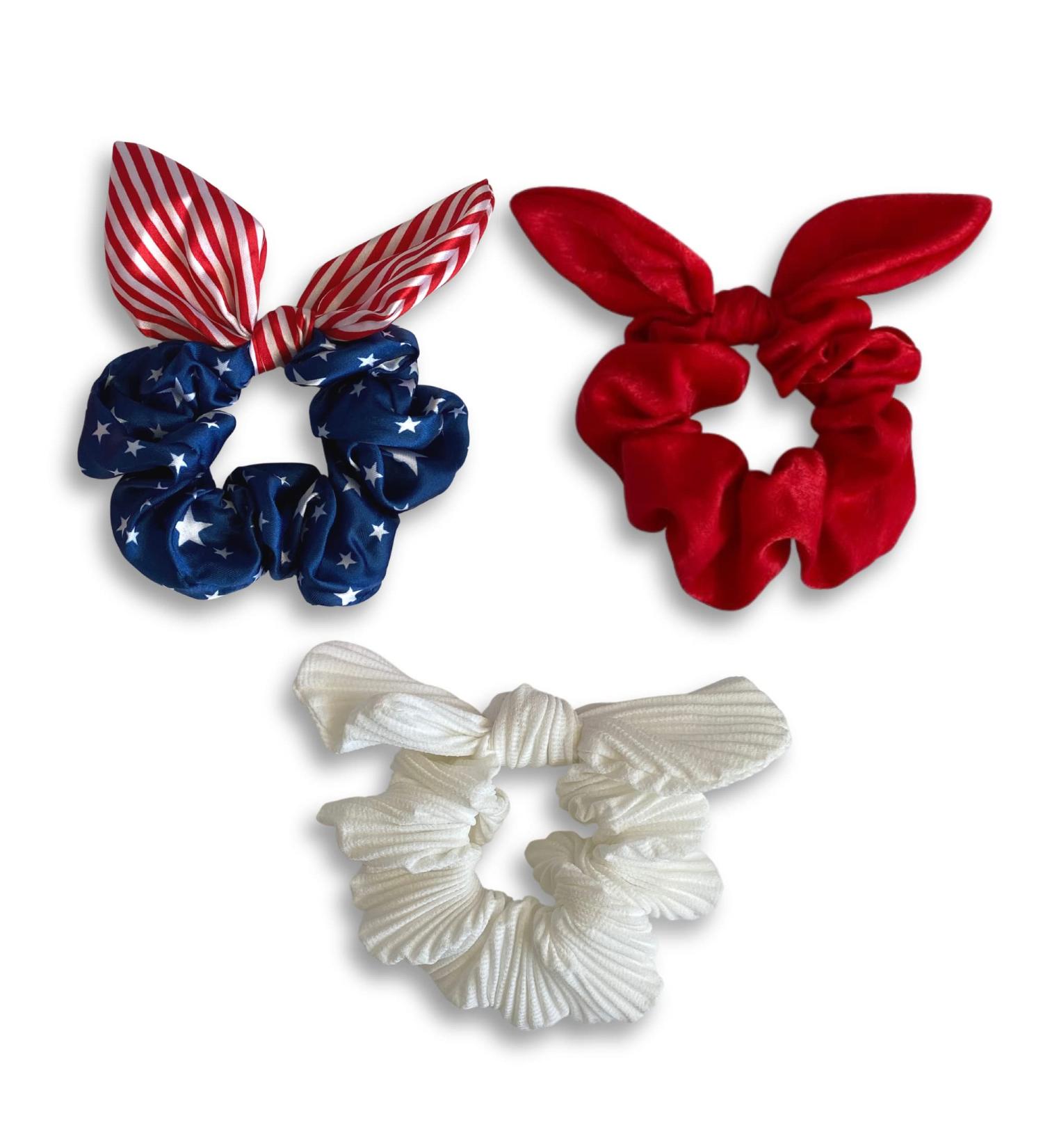 3pcs Americana Memorial Day July 4th Hair Scrunchie Headbands For Women and Girls