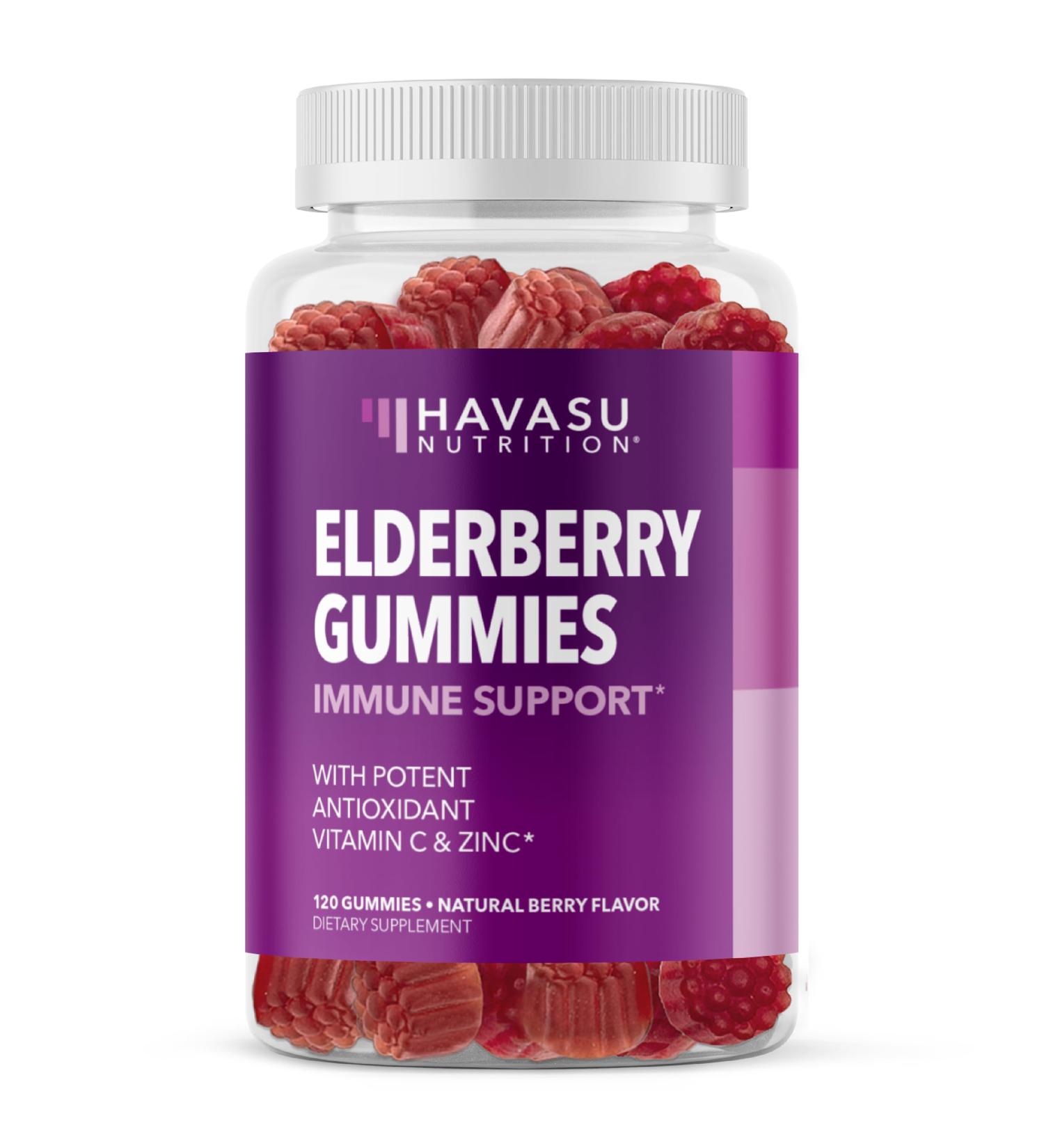 Sambucus Black Elderberry Gummies for Adults - Antioxidant-Rich with Zinc, Vitamin C - Immune Support Boost - 120 Count - Buy Online on GoSupps.com