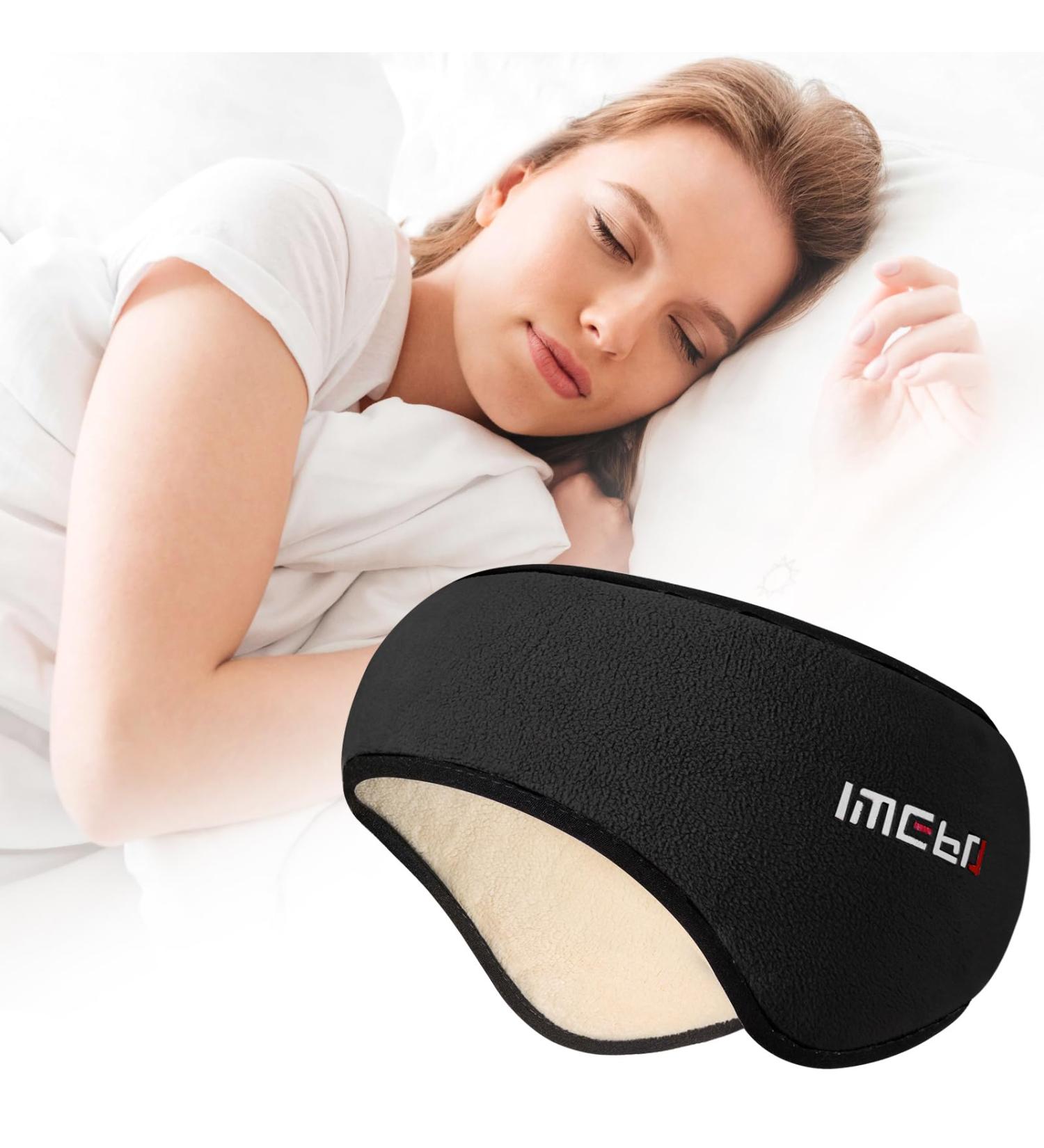 Comfortable 2-in-1 Sleep Mask & Earmuffs | Adjustable Eye Mask for Side Sleepers | Soft Eye Cover for Men & Women - Black - Buy Online on GoSupps.com