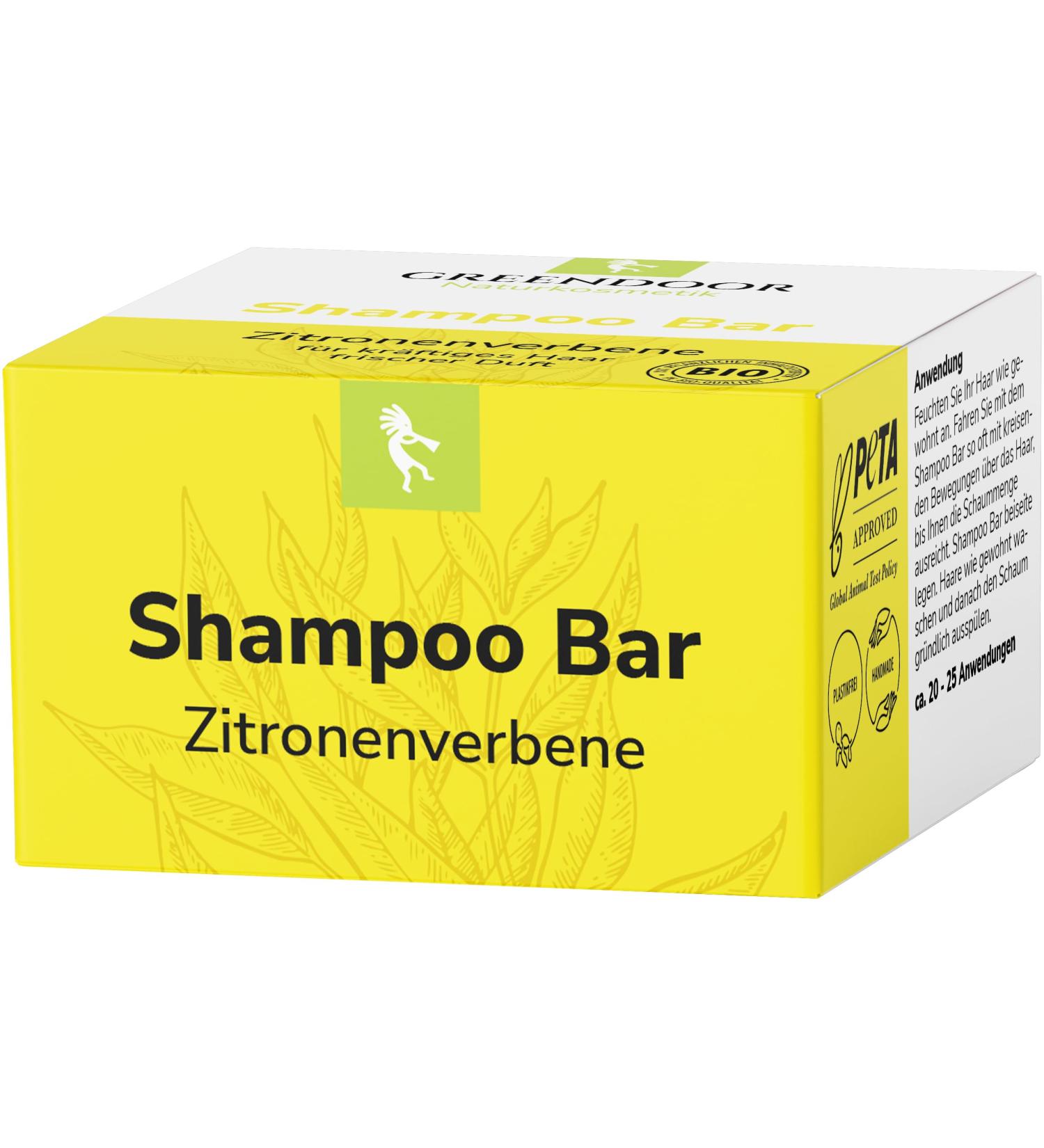  GREENDOOR GREENDOOR Natural Cosmetics Bar Lemon Verbena Shampoo 75g - Vegan - Silicone-free - For all hair types - With organic shea butter and aloe vera - Unisex natural care - Buy Online on GoSupps.com