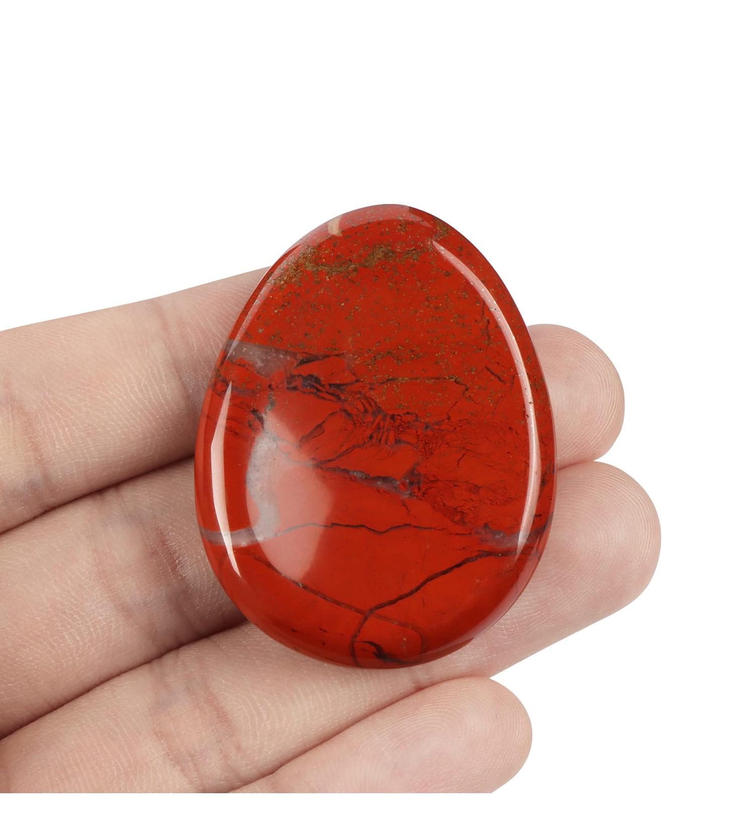 Artistone Red Jasper Crystal Thumb Worry Stone - Hand Carved Healing Pocket Stone for Meditation and Reiki - Buy Online on GoSupps.com