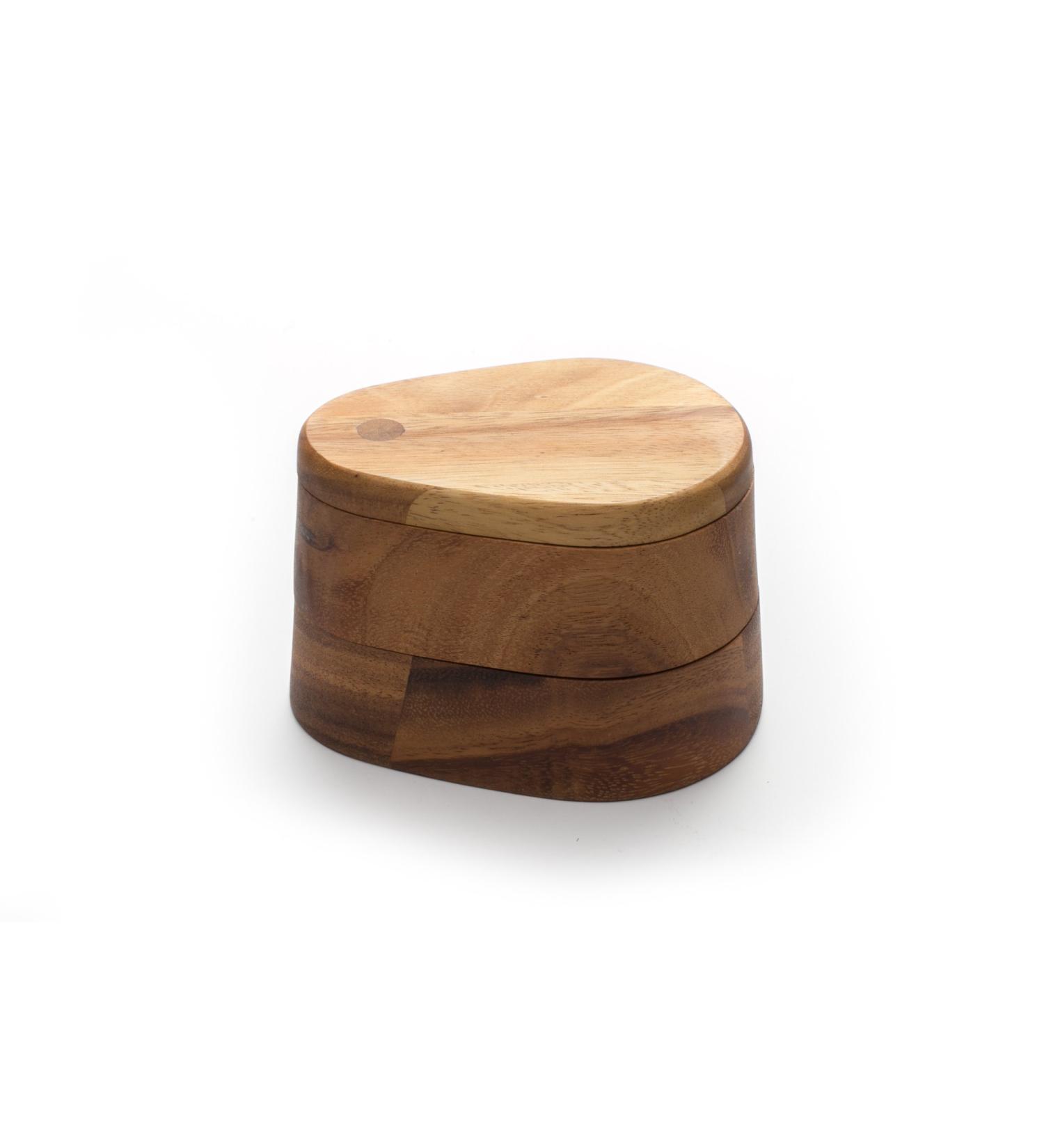 Ironwood Gourmet Double Layer Swivel Salt Cellar Box Acacia Wood Double Swivel Salt Cellar - Buy Online on GoSupps.com