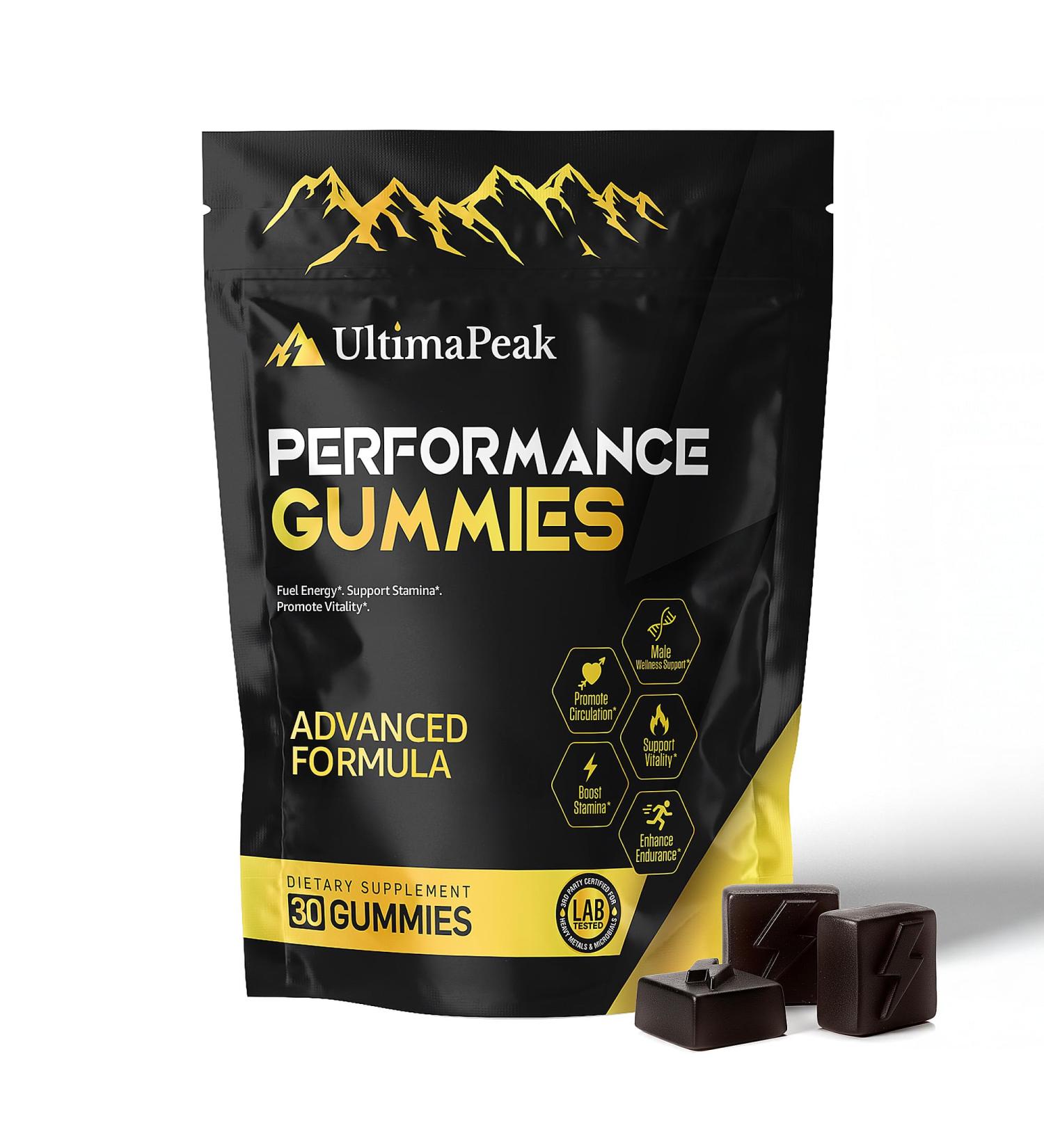 UltimaPeak Pure Himalayan Shilajit Gummies with Ashwagandha,Trace Minerals & Fulvic Acid, Natural & Non GMO Supplement for Men & Women, 30 Count - Buy Online on GoSupps.com