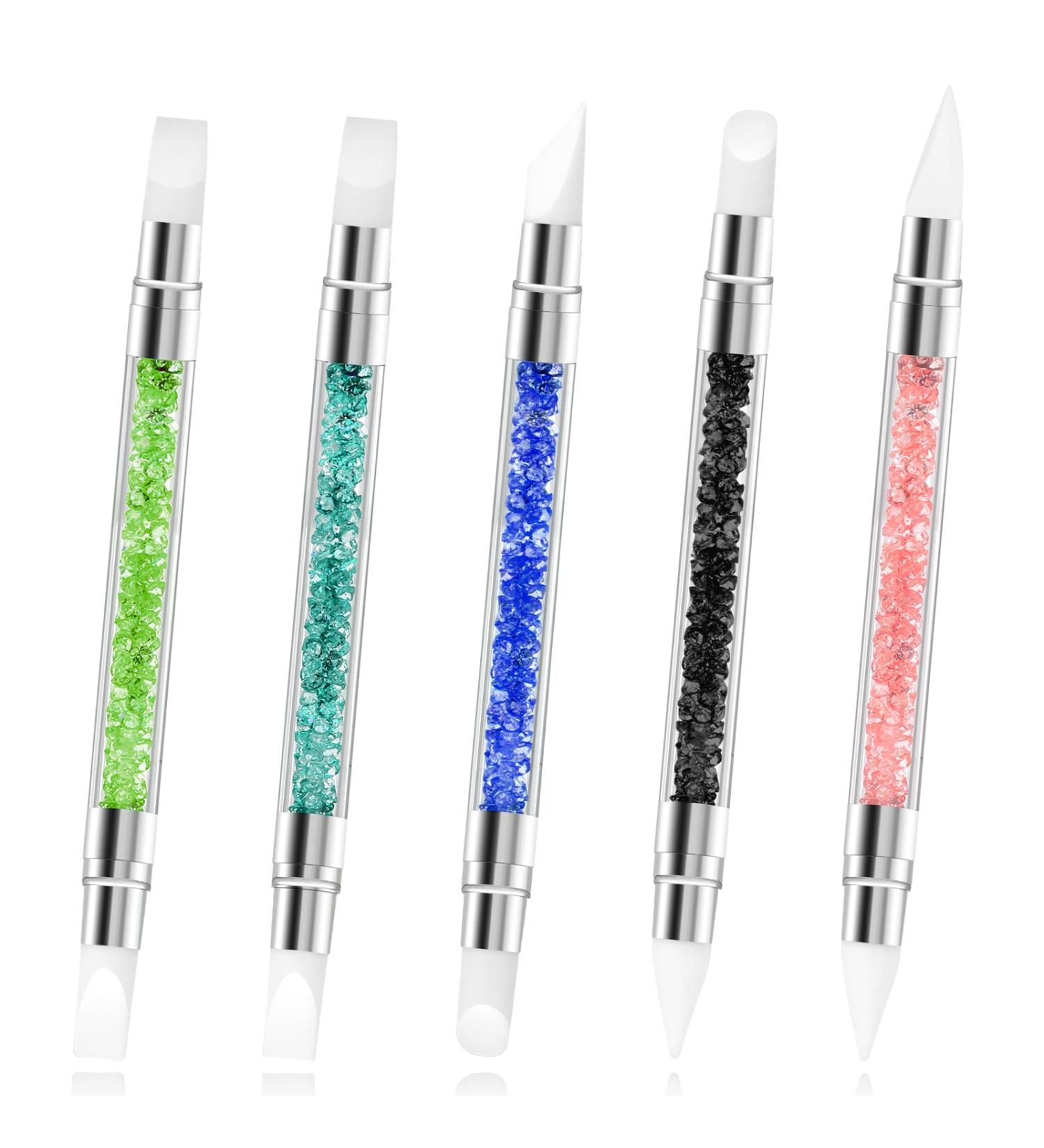 5PCS Nail Art Sculpture Pen Set - Dual Tipped Silicone Cuticle Pusher & Resin Rhinestone Tools for 3D Nail Art Design - International Shipping Available - Buy Online on GoSupps.com