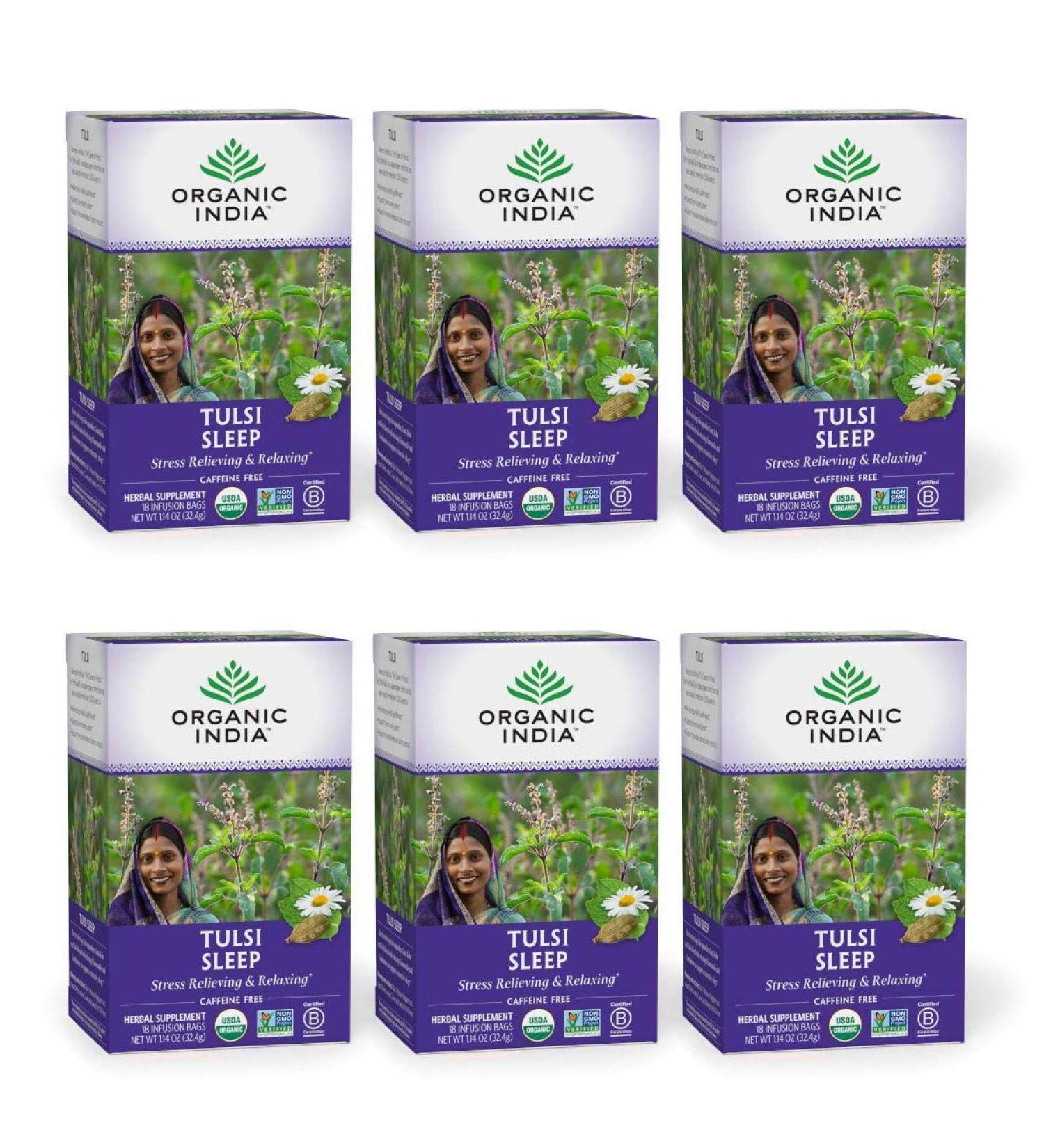 Organic India Tulsi Tea Sleep - Caffeine-Free Infusion Bags (18 Bags, 1.14 oz) - Buy Online on GoSupps.com