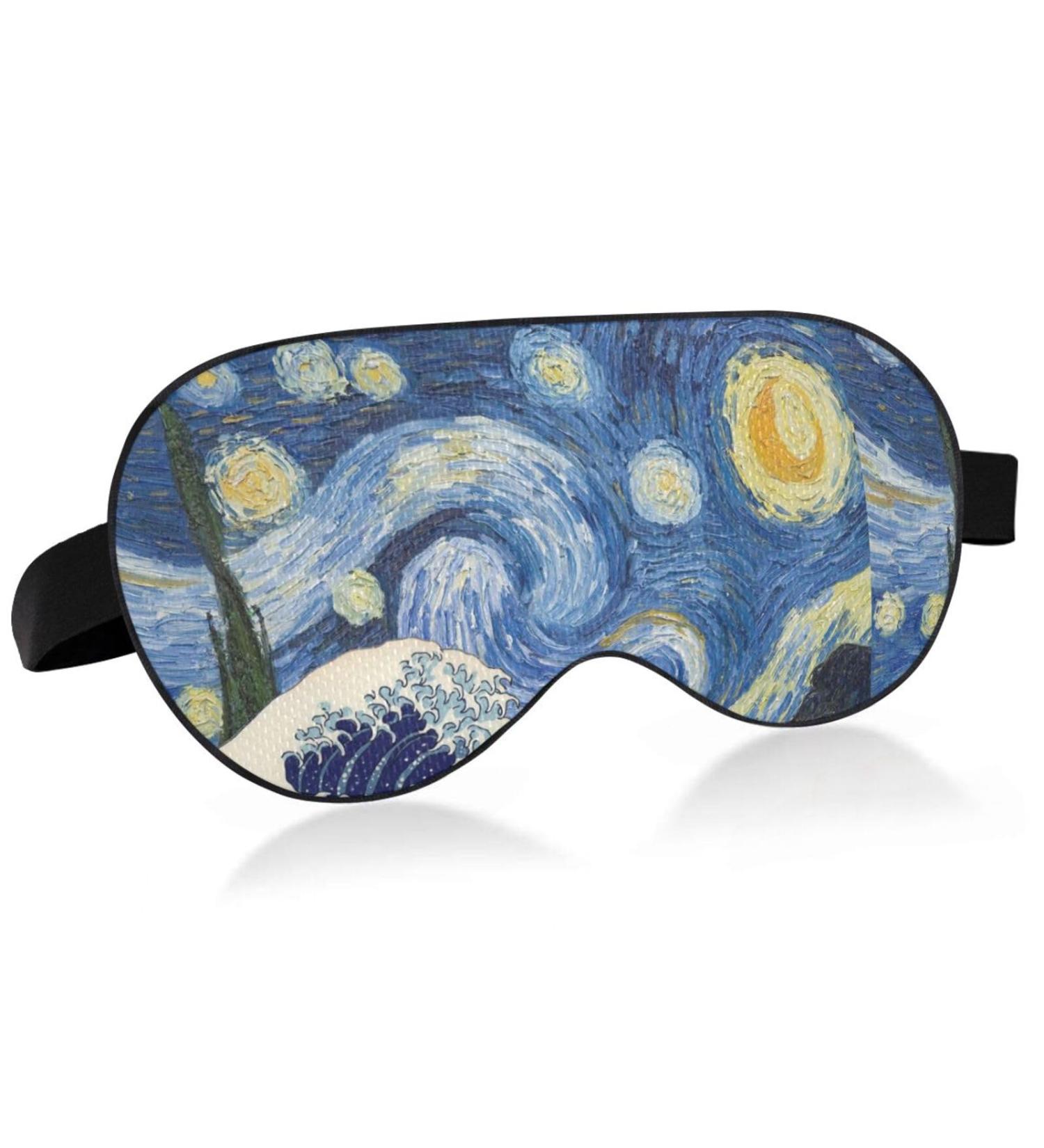 Haskirky Light Blocking Eye Mask - Adjustable for Men and Women - Ideal for Travel, Yoga, Meditation, Office - Deep Sleep and Comfort - Van Gogh Wave Design - Buy Online on GoSupps.com