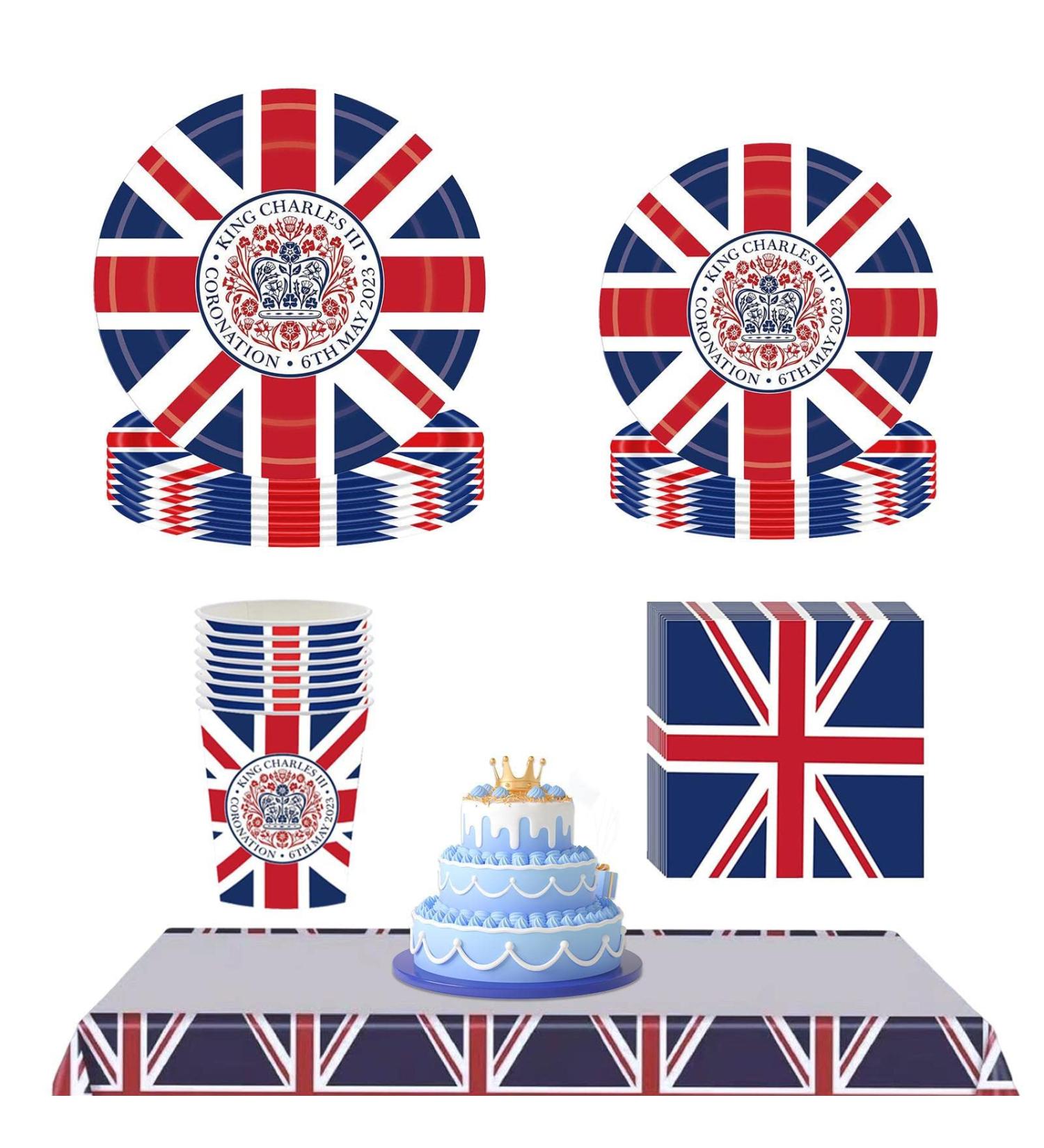 REMEK Coronation of King Charles III | Coronation of King Charles III Set Plates Napkins and Cups Union Jack for Coronation Parties Charles Commemorative Set Crown - 4-piece set - Buy Online on GoSupps.com