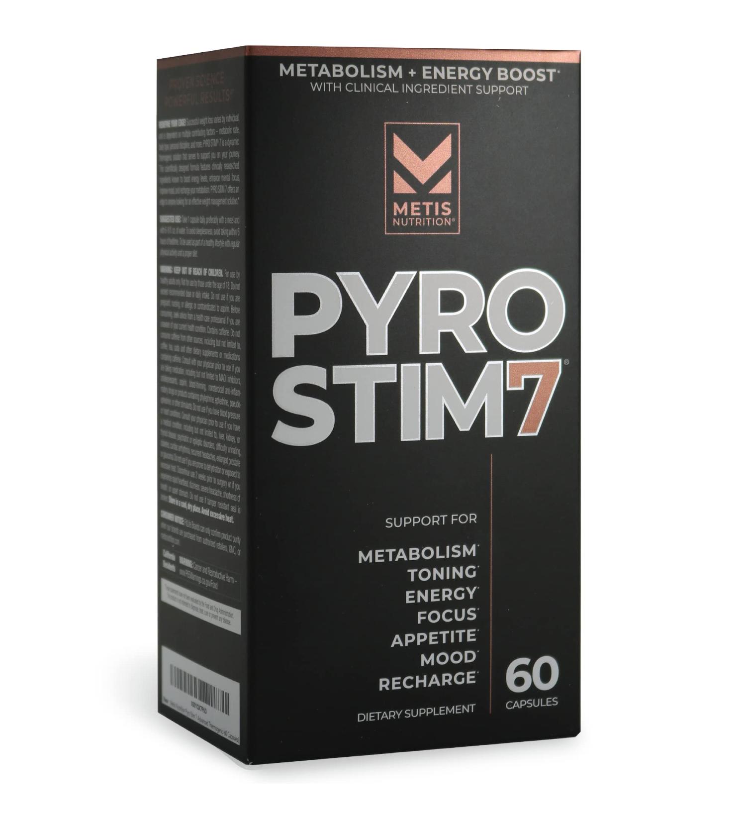 METISNutrition Pyro Stim 7: Metabolism Booster & Fat Loss Support - 60 Capsules - Buy Online on GoSupps.com