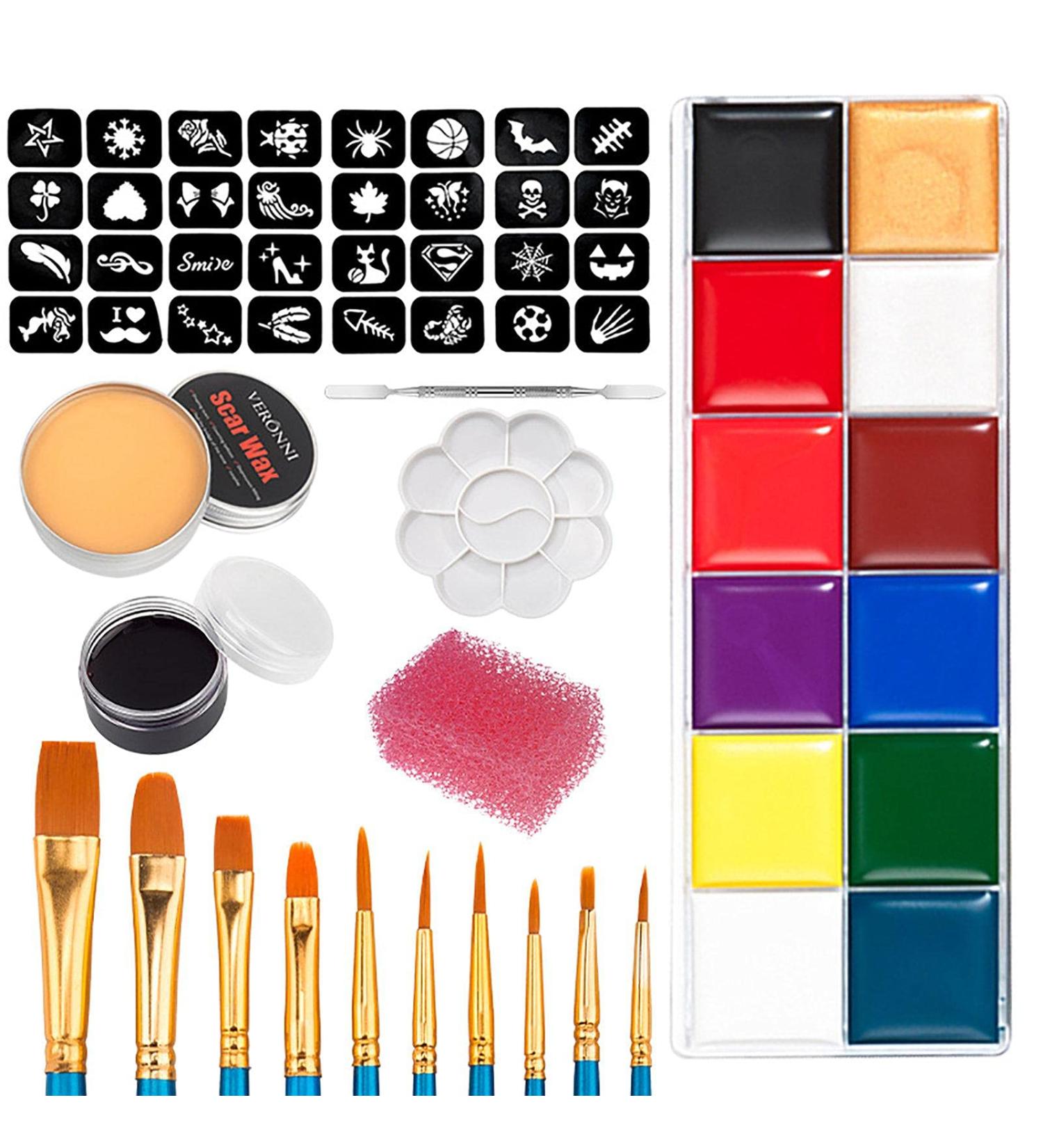 Professional Halloween Make-Up Kit | SFX Sculpting Wax & 12 Color Face Paint - Special Effects Makeup for Terrifying Looks - Buy Online on GoSupps.com