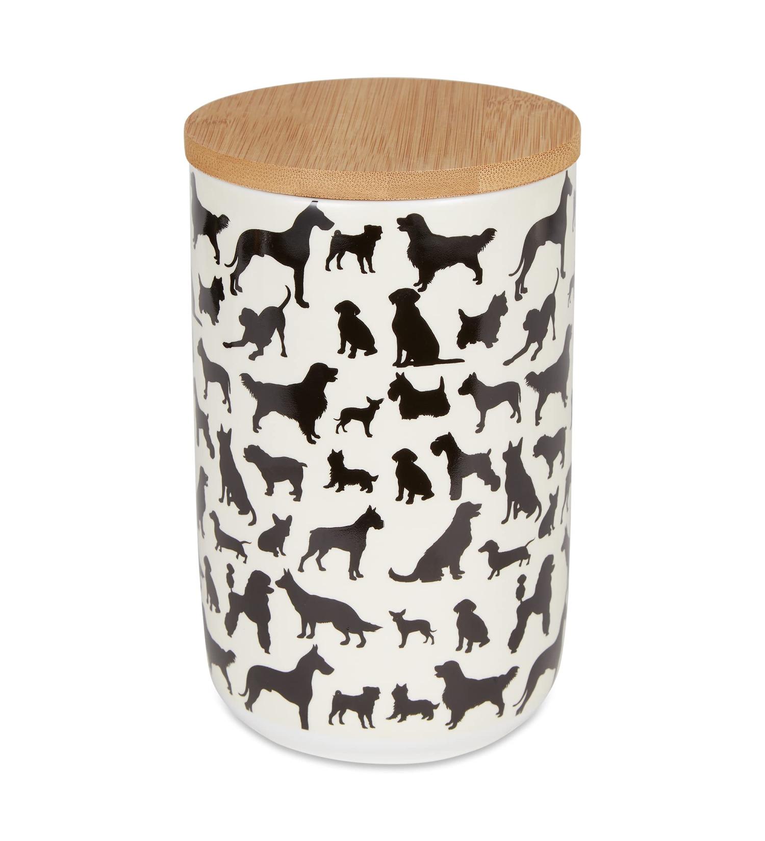 Bone Dry Ceramic Pet Silhouette Treat Canister 4x6.5 Black/White - Dog Show - Buy Online on GoSupps.com