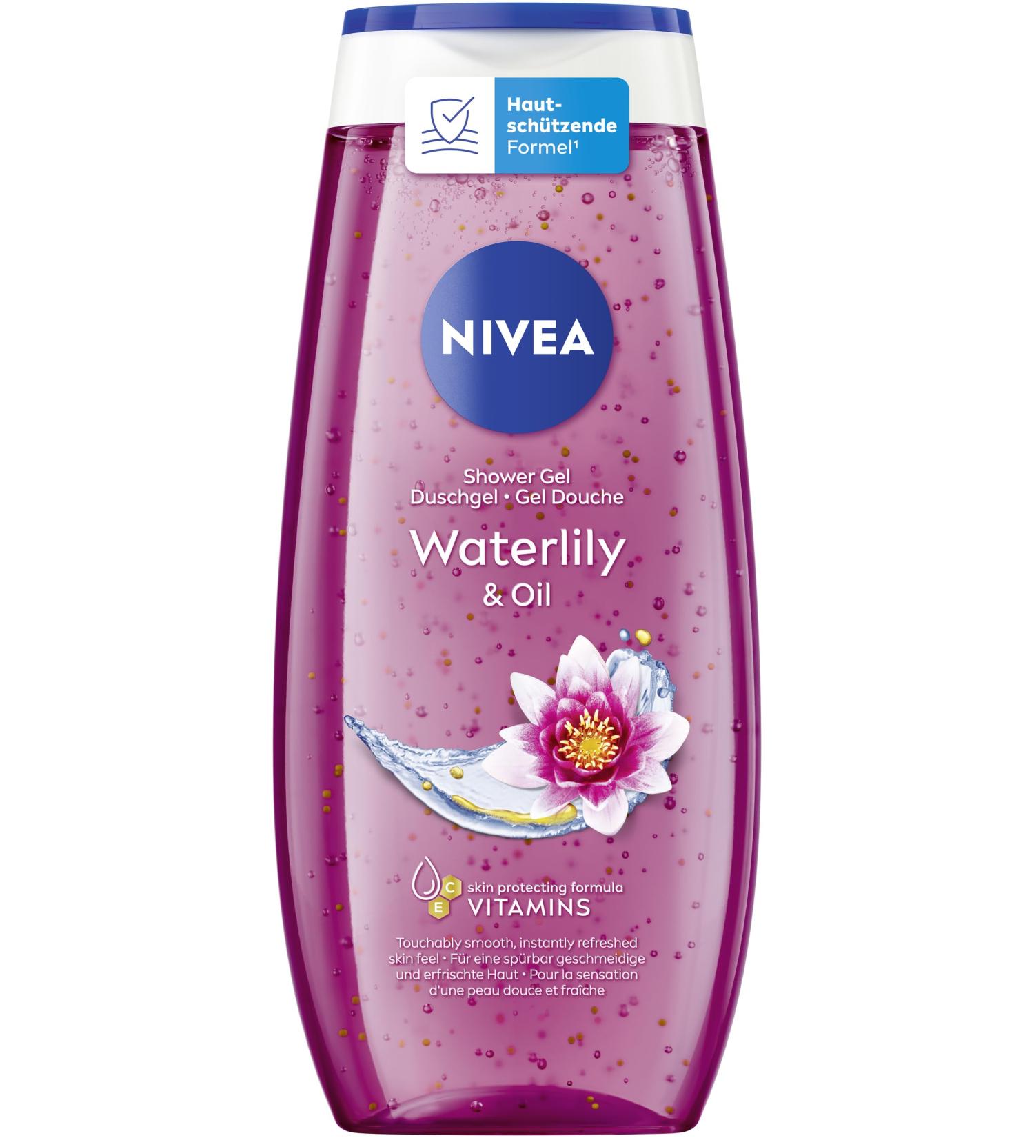 NIVEA NIVEA Waterlily & Oil - Skin-neutral pH care shower gel - Fresh water lily fragrance - Soothing shower with nourishing oil beads (250 ml)