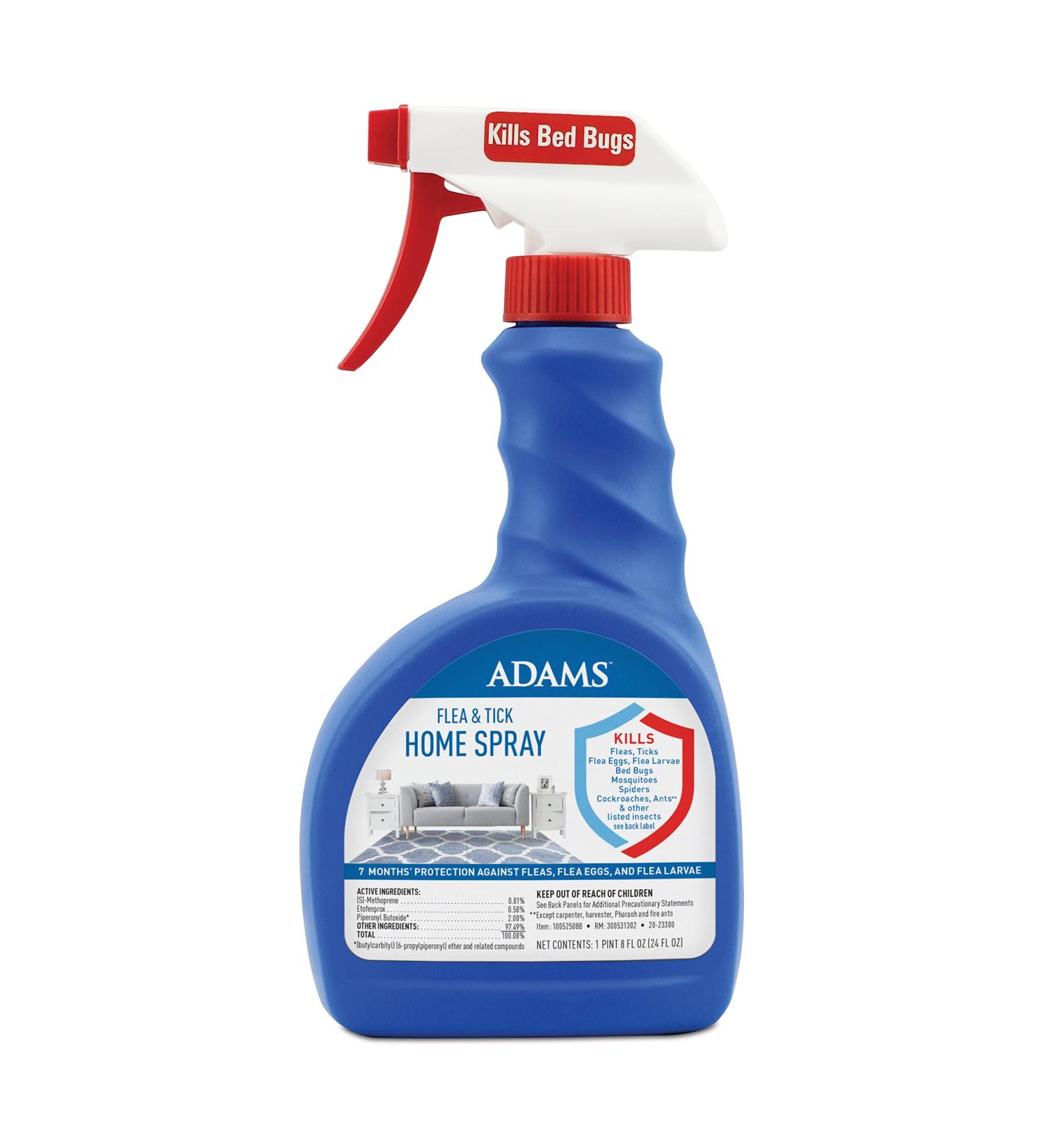 Adams Flea & Tick Home Spray 24 Fl Oz - Kills Fleas, Eggs, Larvae, Bed Bugs, Ticks & More - Buy Online on GoSupps.com