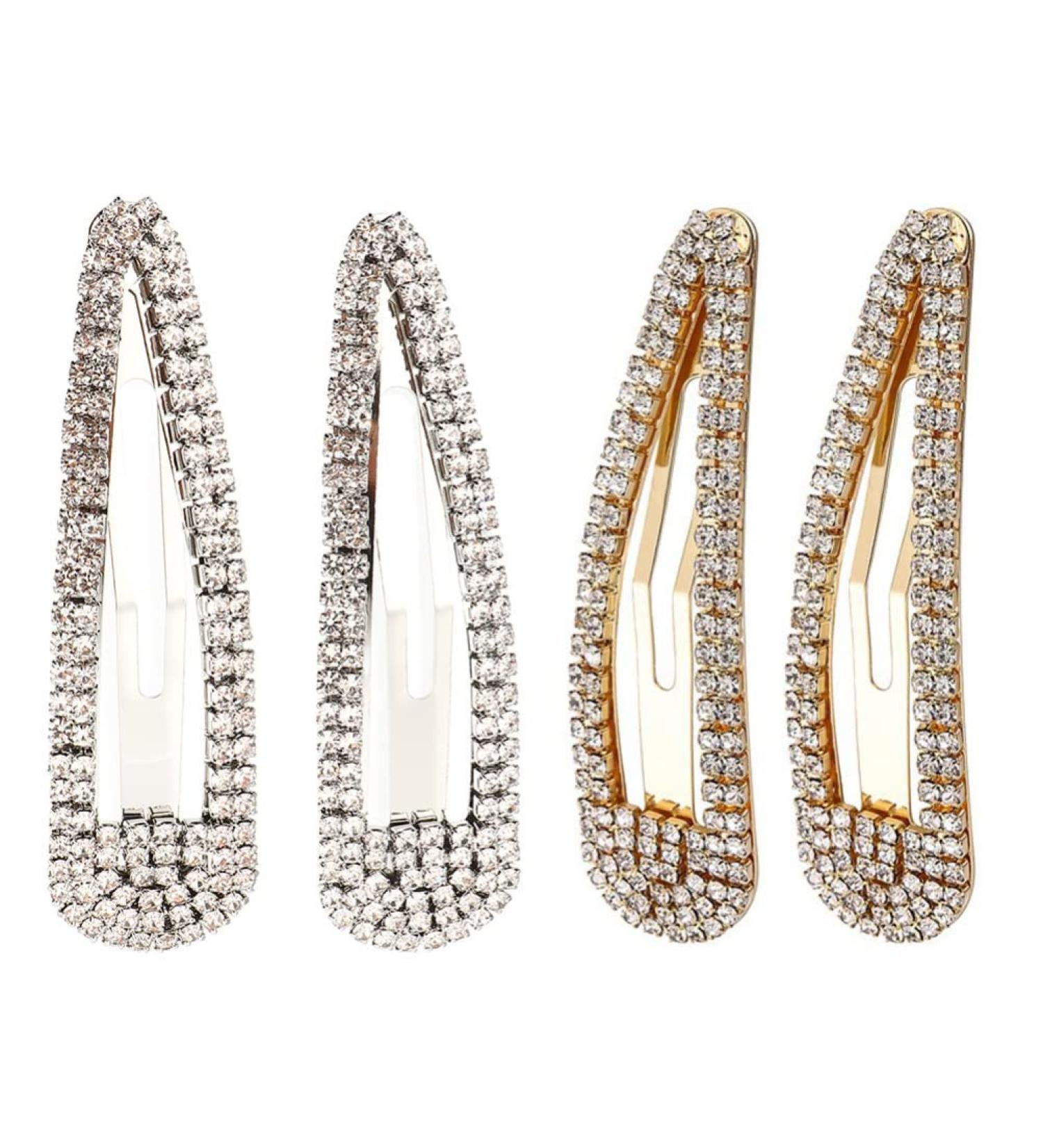 KALLORY 4pcs Rhinestone Bb Clip Rhinestones Wedding Headpiece for Bride Glitter Snap Clip Manicure - Buy Online on GoSupps.com