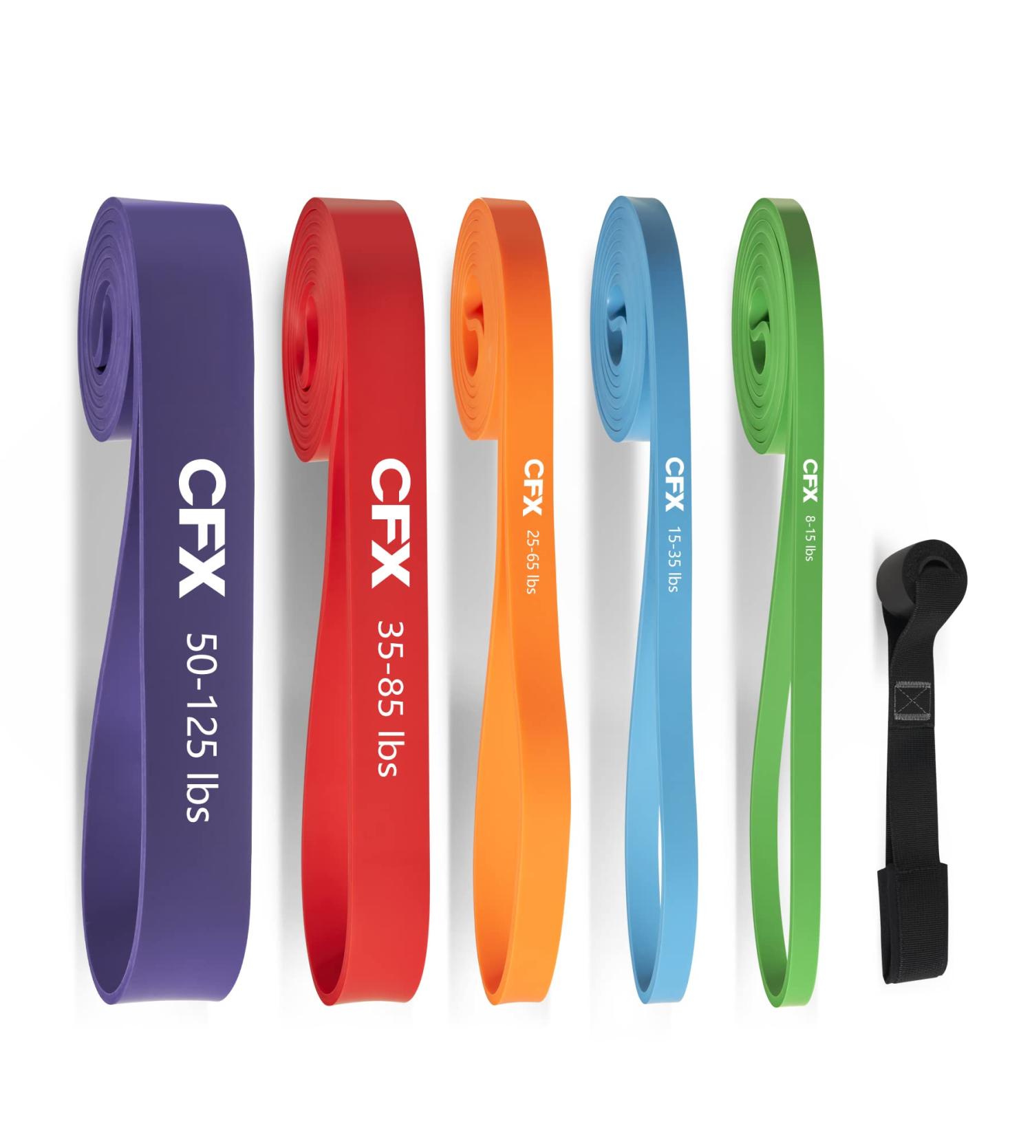 CFX Fitness Bands Set - 5 Resistance Bands Door Anchor & Training Guide for Yoga Stretching & Strength Training | 8 Piece Kit - Buy Online on GoSupps.com