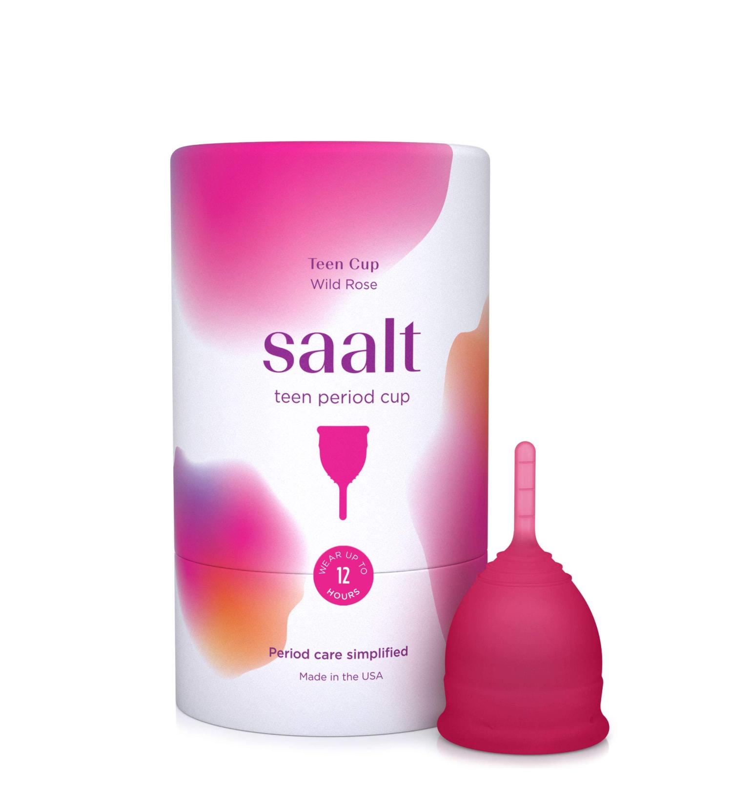 Saalt Teen Menstrual Cup - Sensitive & Reusable - 12-Hour Wear - Tampon & Pad Alternative (Wild Rose) - Buy Online on GoSupps.com