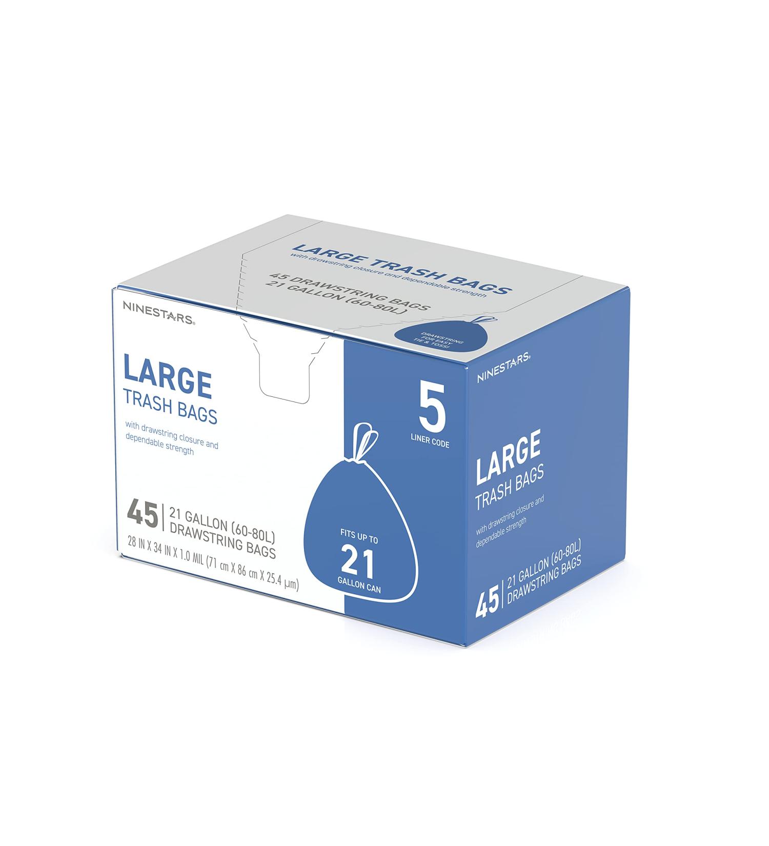 NINESTARS NSTB-21-45 Trash Bags, Large, White (Packaging May Vary)
