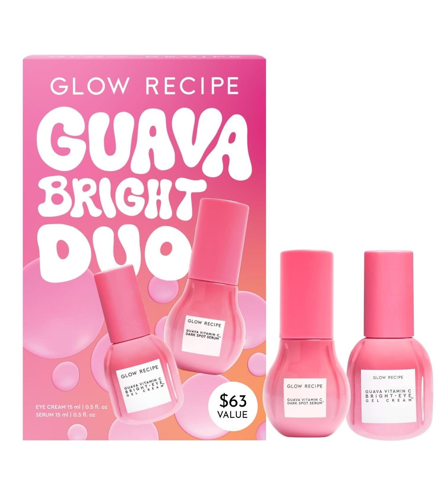 Glow Recipe Guava Brightening Korean Skincare Gift Set - Vitamin C Under Eye Cream Treatment + Hydrating Vitamin C Dark Spot Face Serum with Niacinamide & Peptides Travel Size (2 Count) - Buy Online on GoSupps.com