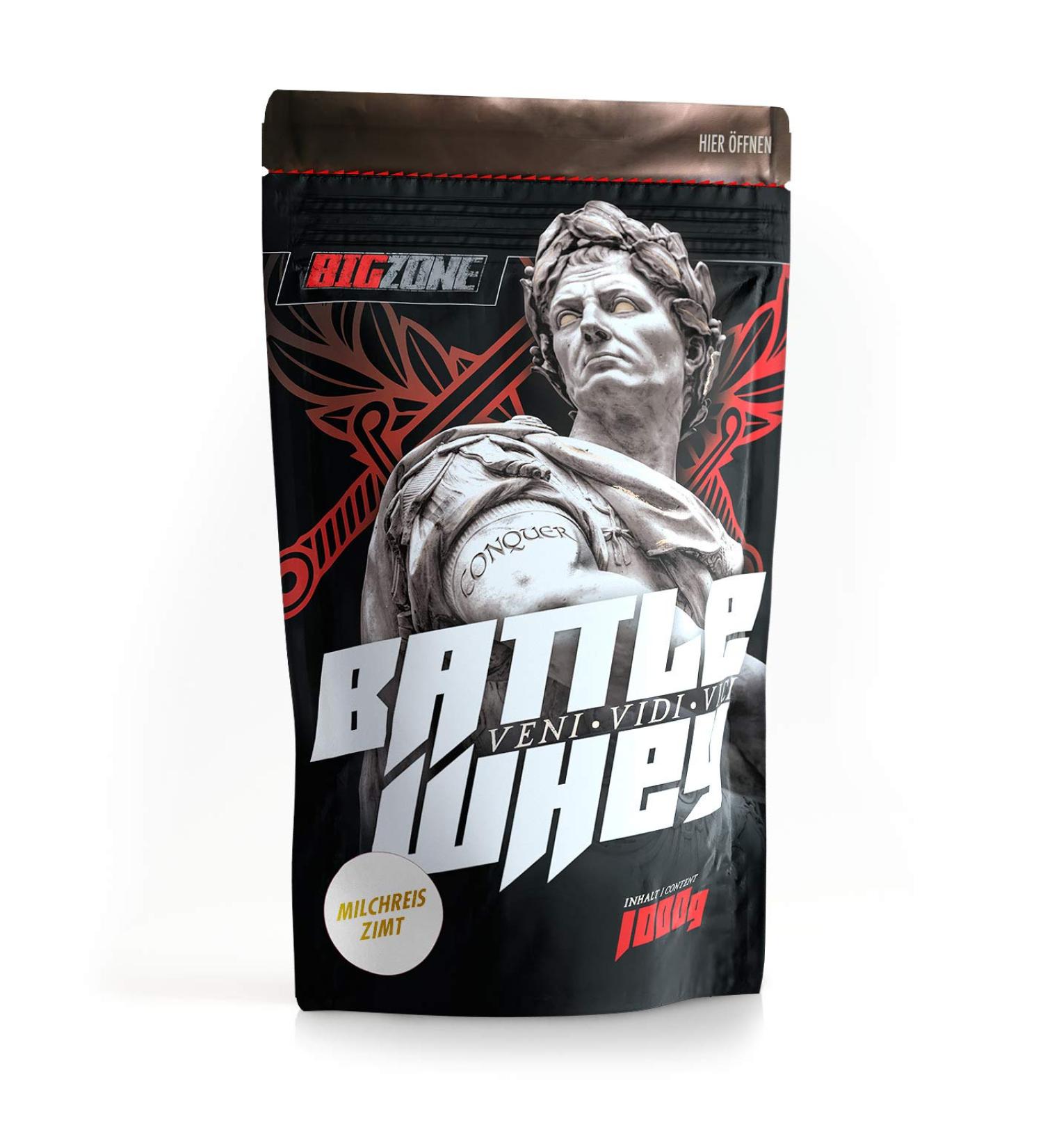 Big Zone BATTLE WHEY | Whey Protein Concentrate | Delicious quality made in Germany | 1000g 1KG powder (rice pudding cinnamon)