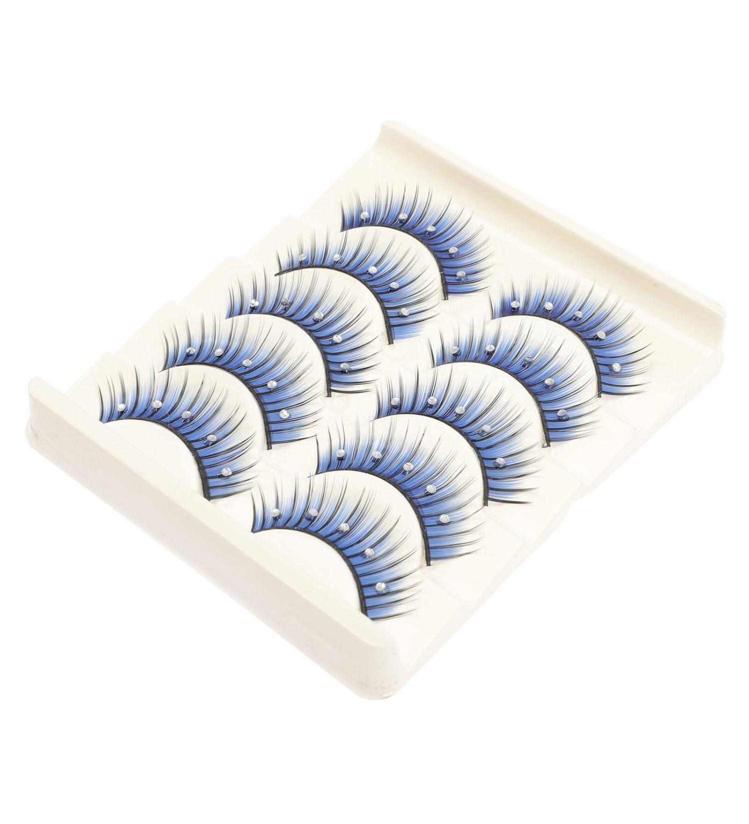 FRCOLOR 5 Pairs Soft Thick Lashes Soft Light Fake Lash Natural False Lashes with Color Handmade Eye Lashes Fake Lashes Natural Cosplay Lashes Blue Lashes With Diamond Fiber Eyelashes 5d - Buy Online on GoSupps.com