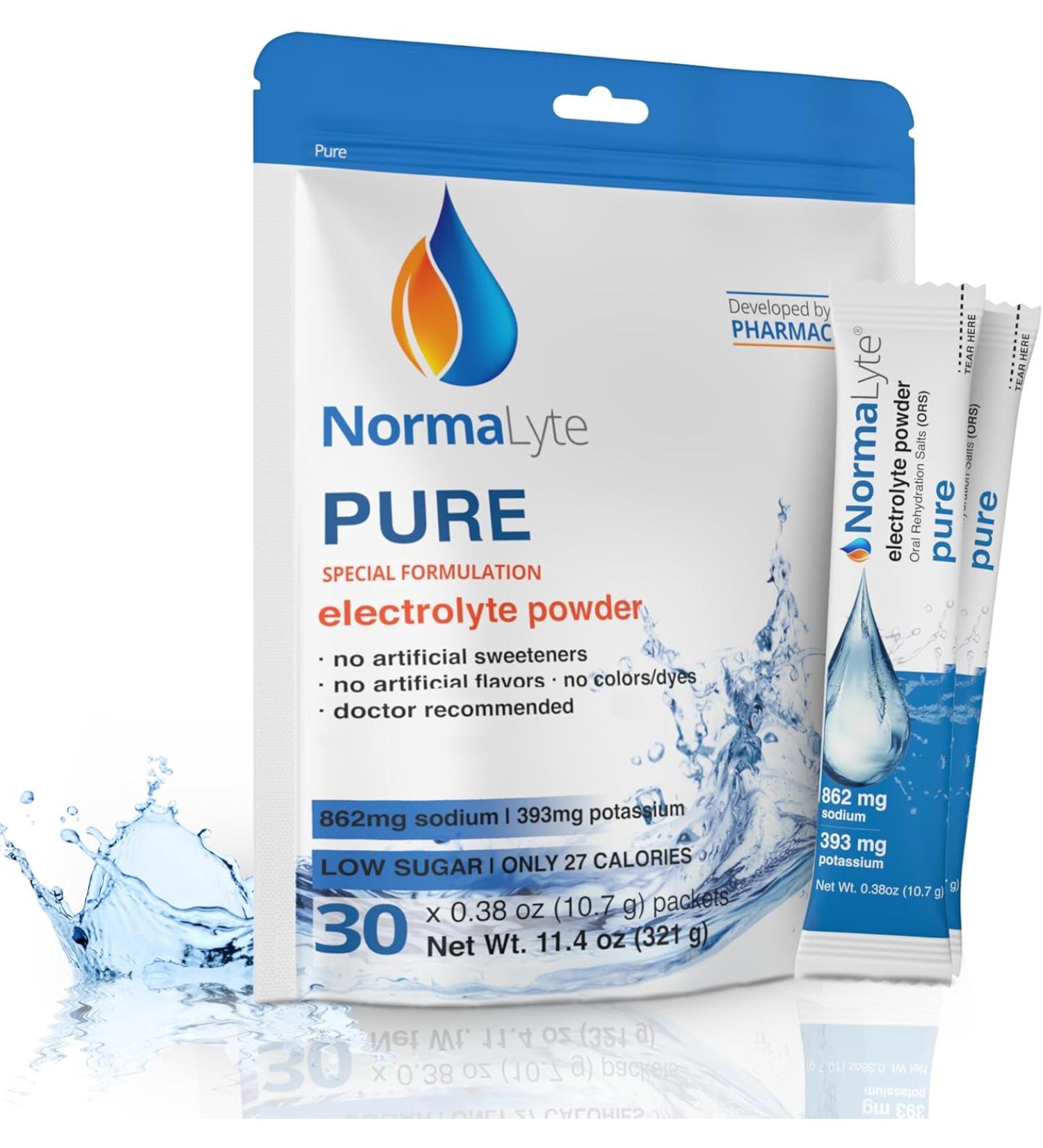 NormaLyte Oral Rehydration Salts (NORS) - Pure 30 Stick Pouch - Hydration Supplement - Buy Online on GoSupps.com