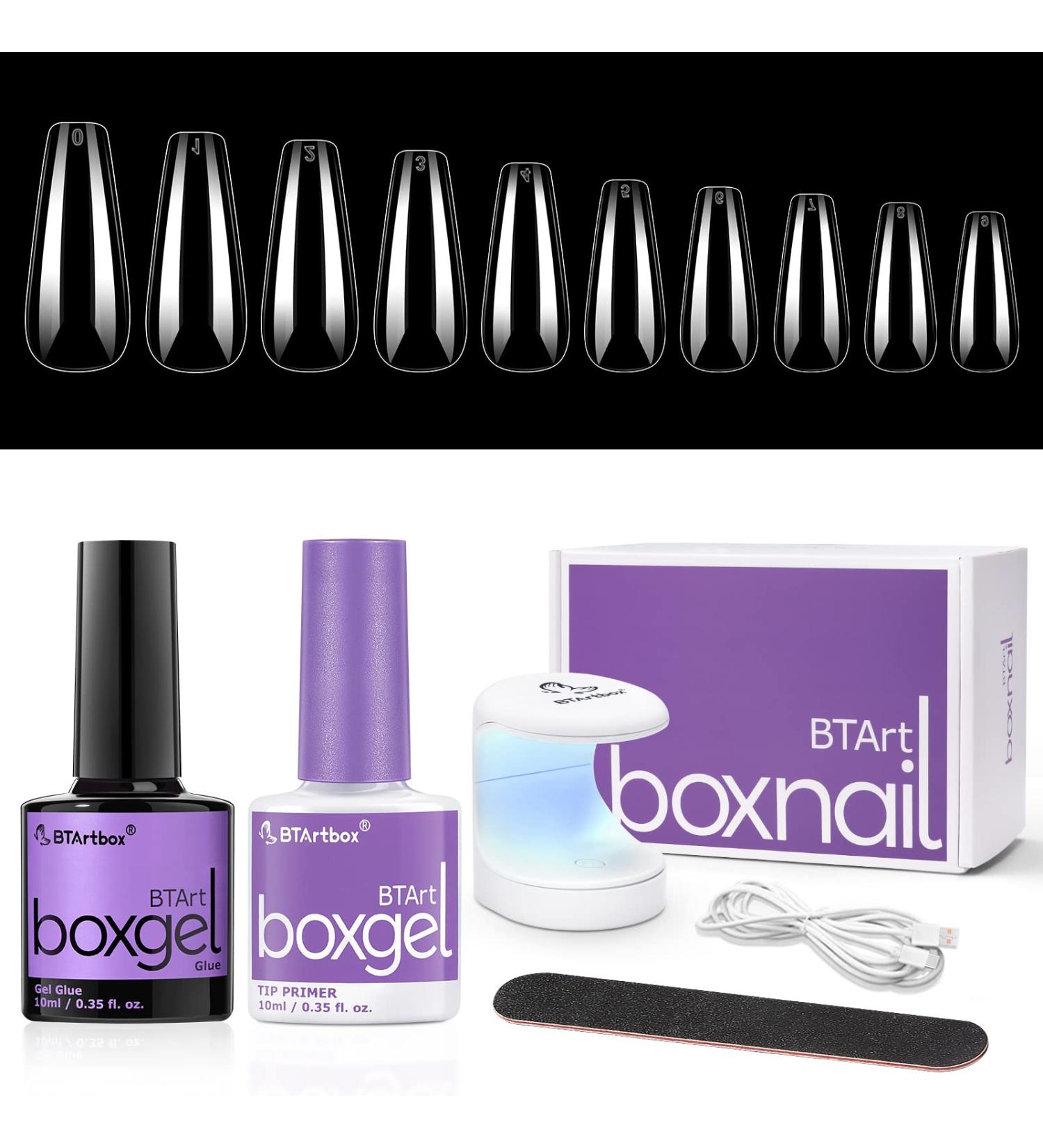 Gel Nail Kit - BTArbox Coffin Soft Gel Nail Tips 300PCS with Glue & Primer | Nail Lamp & Acrylic Extension for Fast Manicure - Buy Online on GoSupps.com