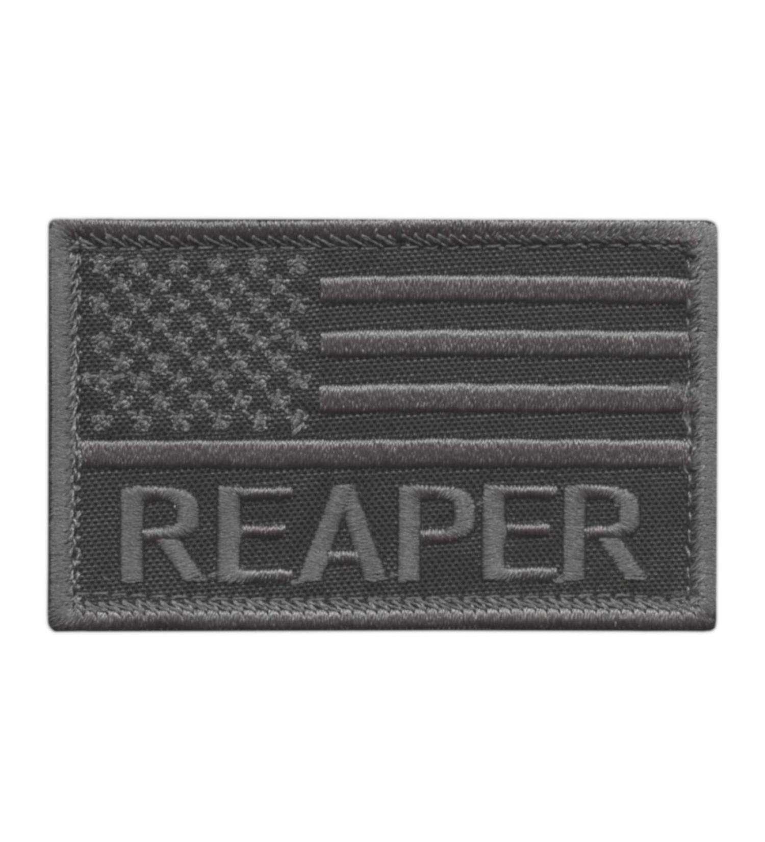 USA American Flag Reaper Subdued 2x3.25 Combat Morale Tactical Fastener Patch