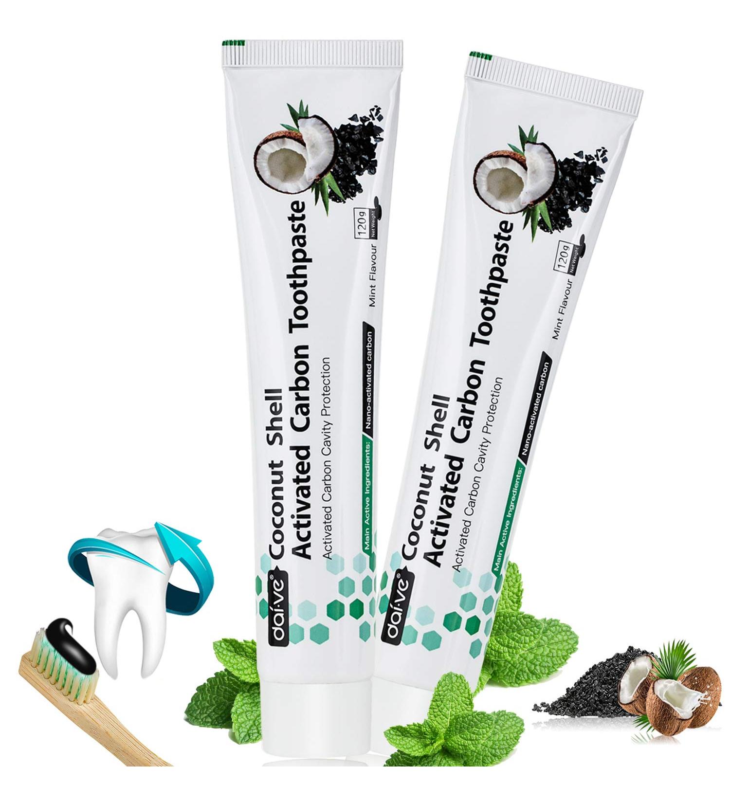 Activated Charcoal Toothpaste - Natural Black Toothpaste for Whiter Teeth - Coconut Activated Carbon - 2 Pack (120g) - International Shipping Available - Buy Online on GoSupps.com