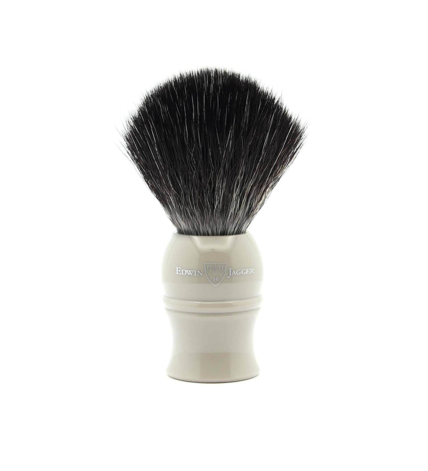Edwin Jagger Classic Black Synthetic Fibre Eco-Friendly Vegan Exfoliating Shaving Brush - Grey | For Men and Women - Buy Online on GoSupps.com
