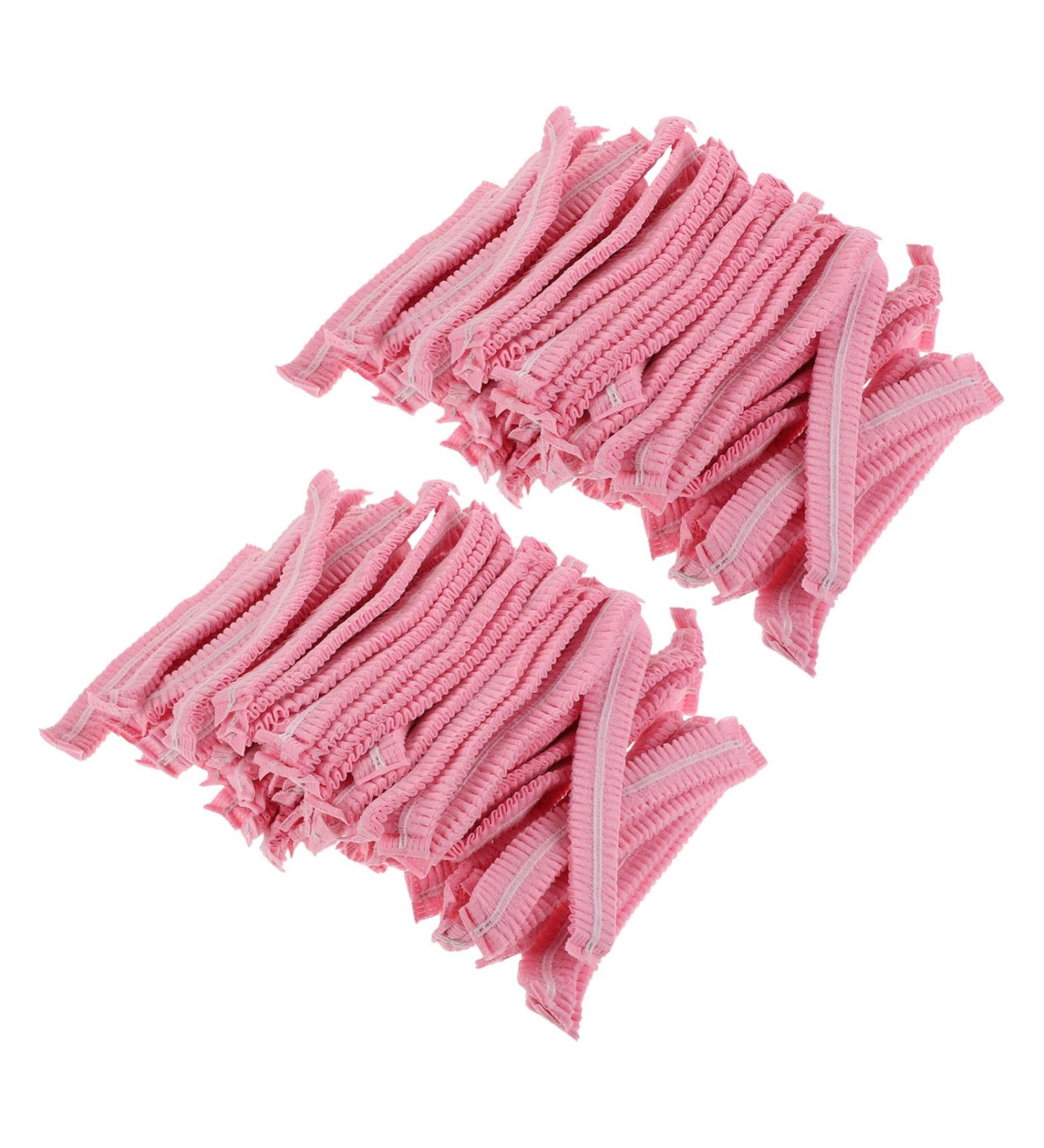 ARTIBETTER 100Pcs Disposable Hair Net Caps - Pink Bouffant Caps for Women - Ideal for Food Service - Elastic Head Cover - Buy Online on GoSupps.com