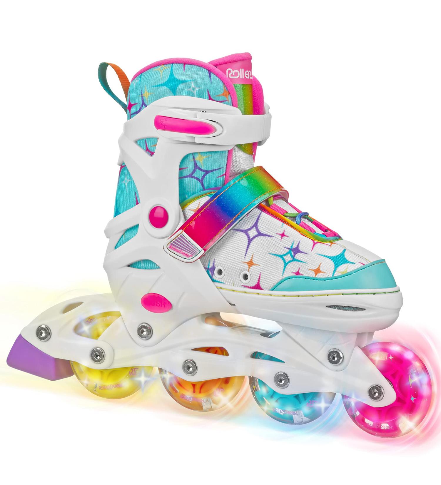 Stryde Adjustable Youth Inline Skates | Light Up Wheels | White/Teal - Medium - Buy Online on GoSupps.com