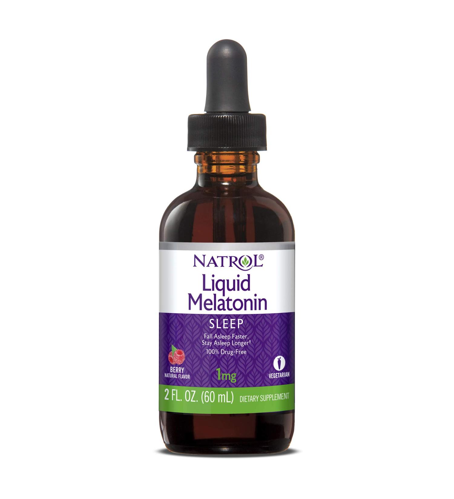 Natrol Liquid Melatonin Tincture - 1mg Berry Flavor, Fast Absorption, 100% Vegetarian, 2 Fl Oz - Buy Online on GoSupps.com