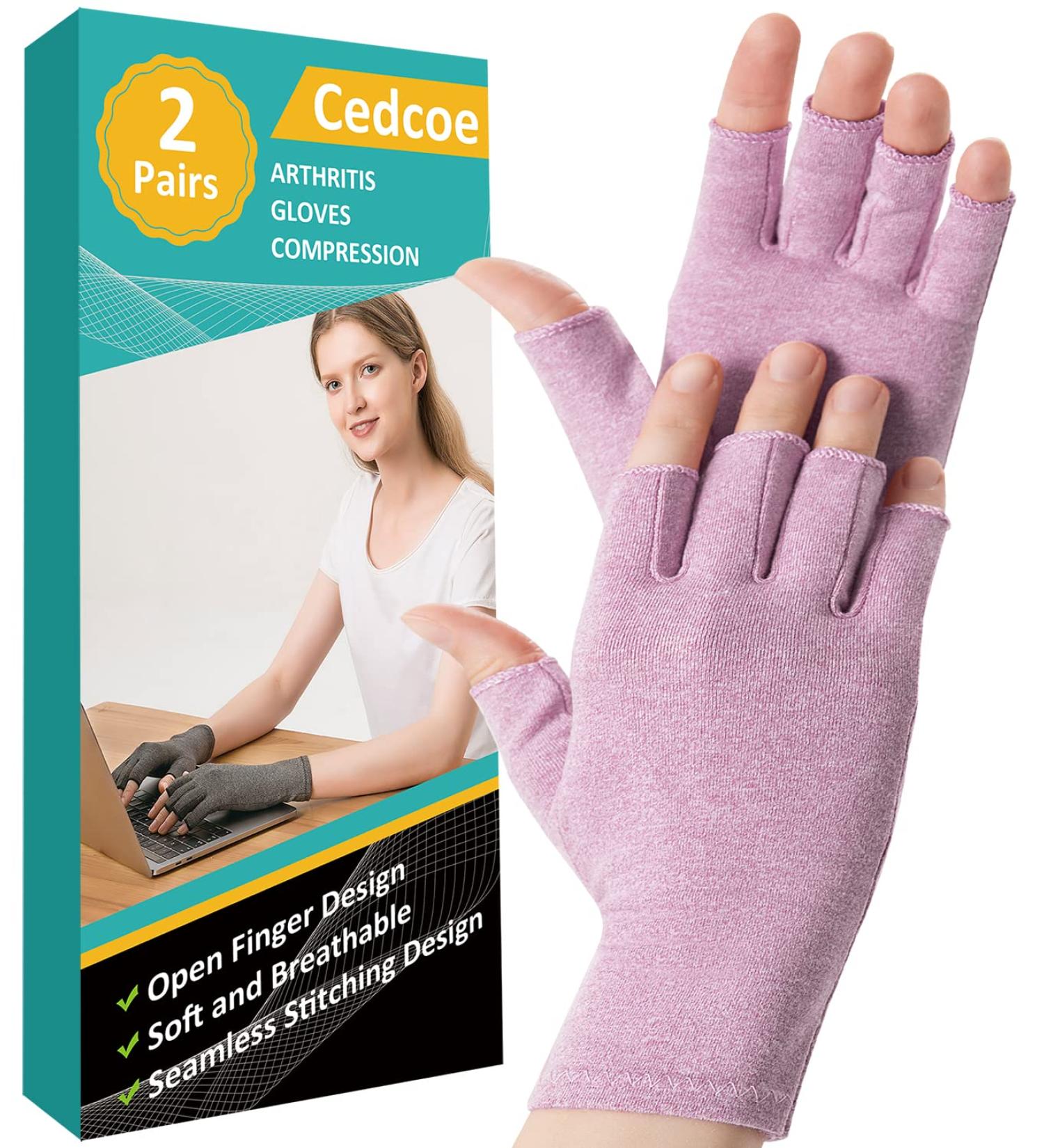 2 Pairs Arthritis Gloves Fingerless Compression Gloves for Relieve Rheumatoid Arthritis Osteoarthritis Carpal Tunnel Joint Pain for Women and Men to Daily Work (Purple Medium) Purple Medium - Buy Online on GoSupps.com