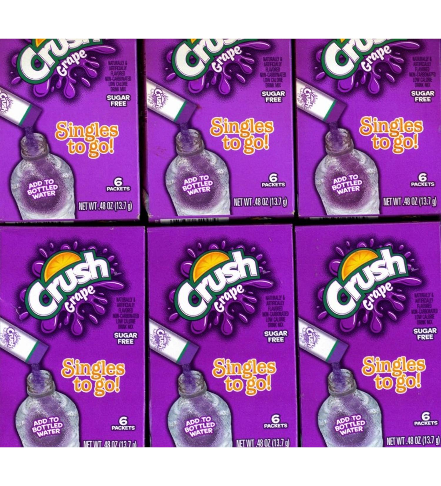 Grape Crush Sugar Free Singles to Go ! Box of 6 Packets (6-Pack)