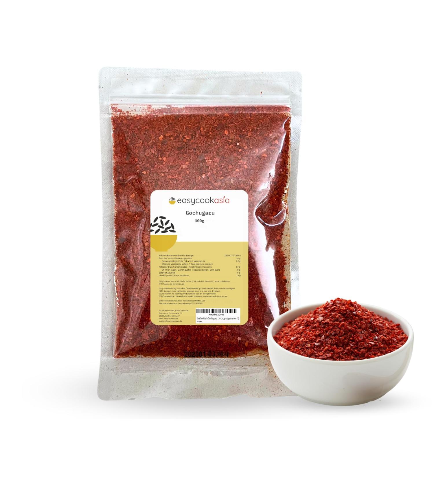EasyCookAsia Gochugaru 100g Piment Cor en en Flocons (Origine Cor e du Sud) | Qualit Premium | Id al pour Kimchi Tteokbokki BBQ Nouilles | Sachet Refermable - Buy Online on GoSupps.com