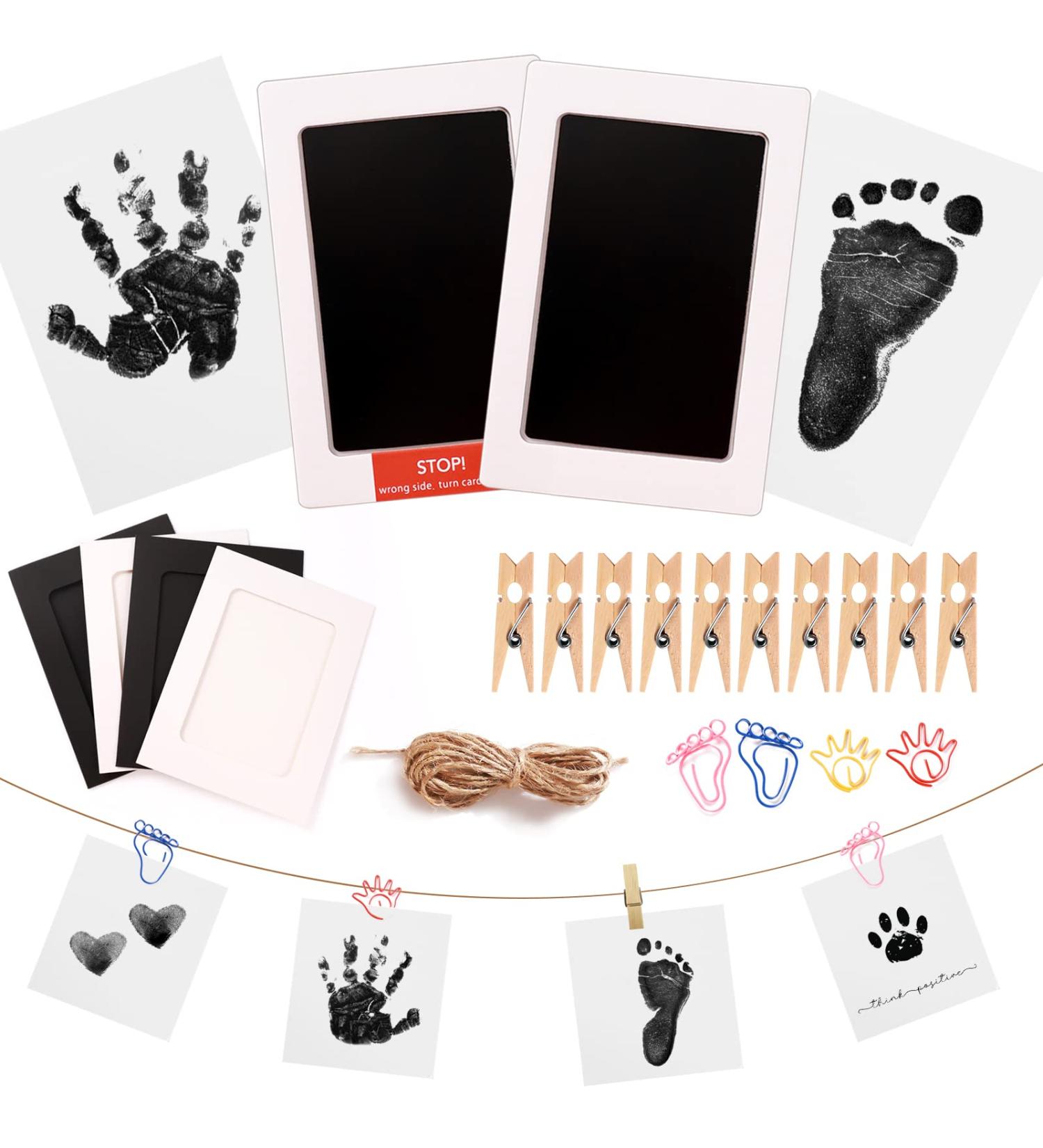 ENNIYU Baby Handprint and Footprint Kit - 2 Ink Pads with 4 Imprint Cards - Safe Clean-Touch Pad for Baby Feet and Hands - Buy Online on GoSupps.com