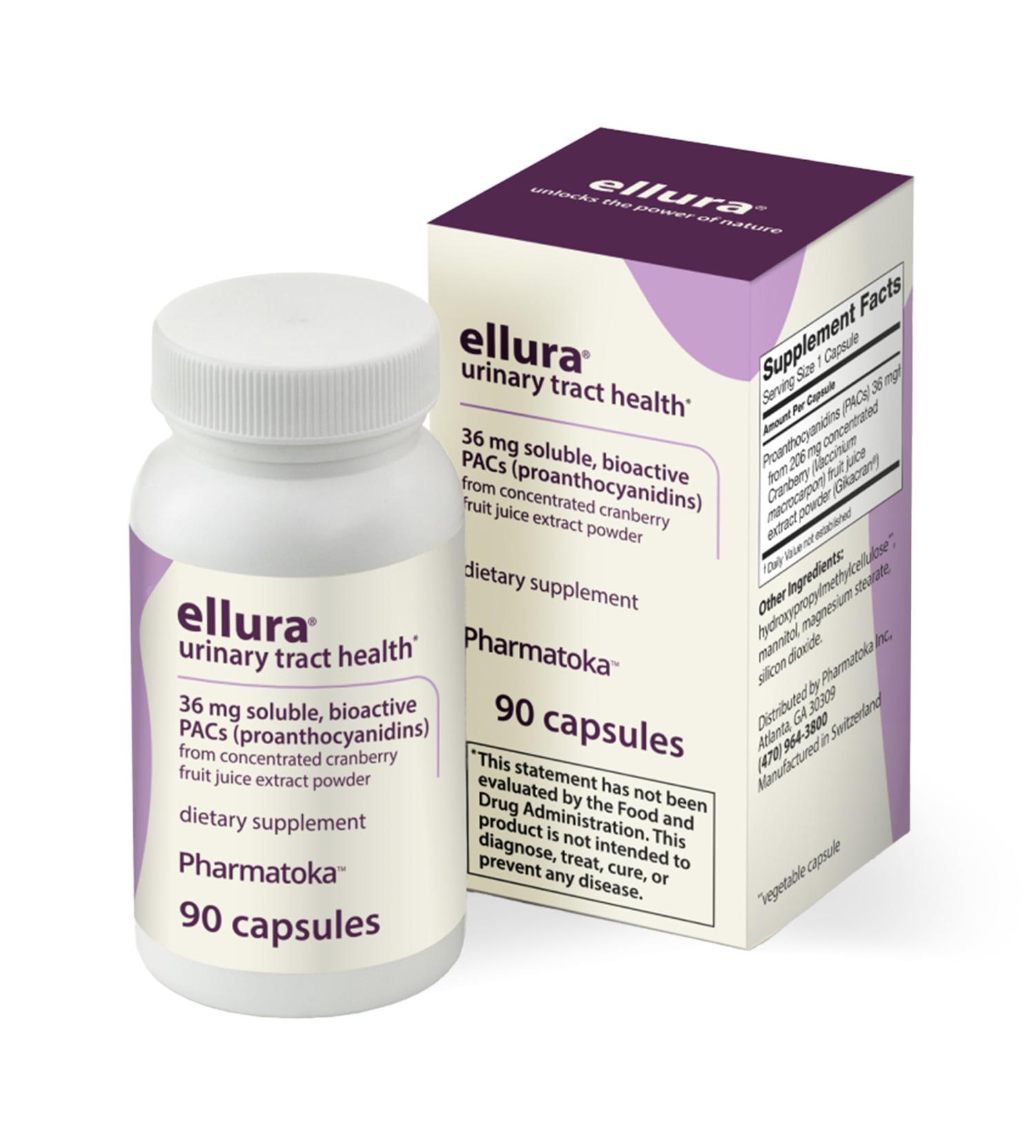 ellura 36 mg Clinically Backed Soluble, Bioactive PACs 100% Concentrated Cranberry Fruit Juice Extract, for Urinary Tract Health, 90 Capsules 90 Count (Pack of 1) - Buy Online on GoSupps.com