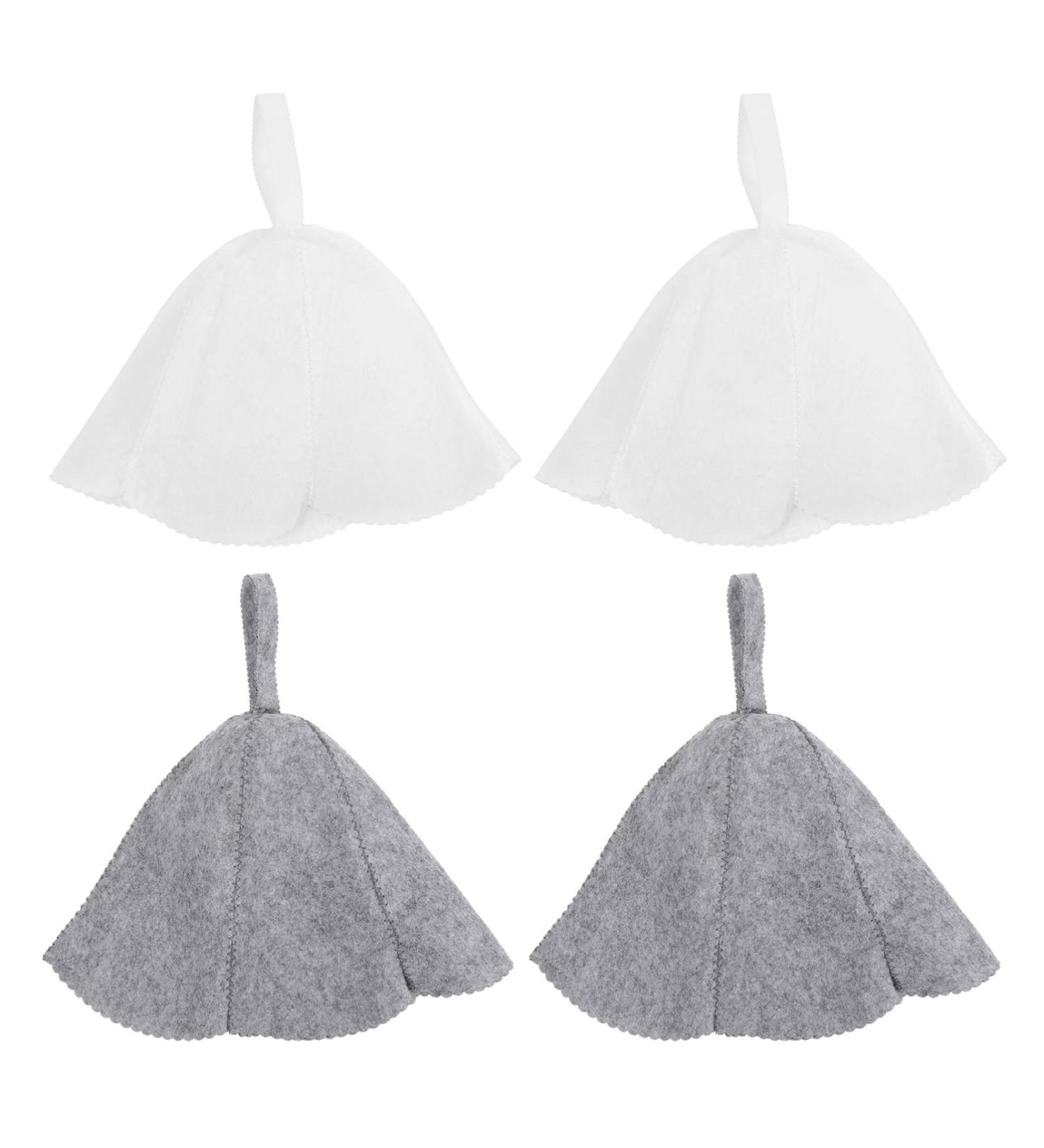 Heallily 4 Piece Sauna Hut Hat for Men & Women - Premium Filz Sauna Cap & Shower Headgear for Bath & Relaxation - Buy Online on GoSupps.com